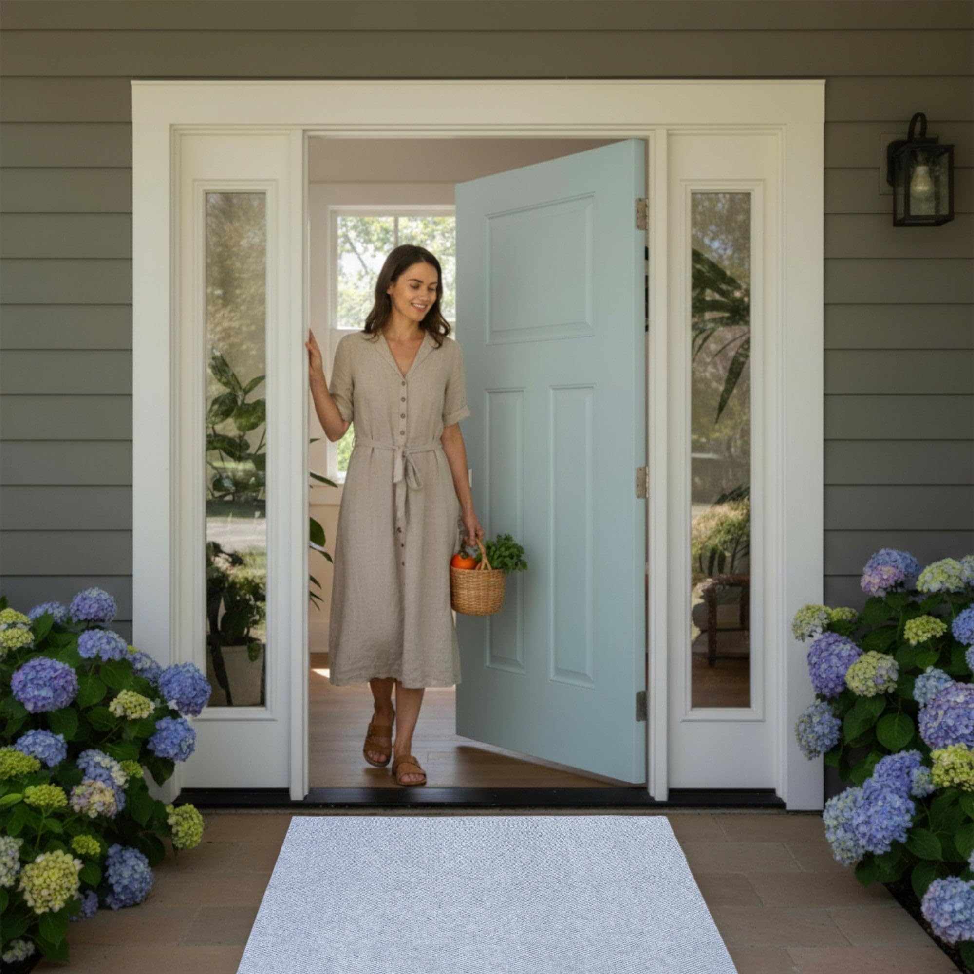 iCustomRug Hallway Runner Rug - 3x9ft Grey, Indoor/Outdoor, Non-Slip Rubber Backing, Low-Profile All-Weather Carpet, Non-Shedding & Easy Care, Entryway Mat Ideal for High Traffic Areas