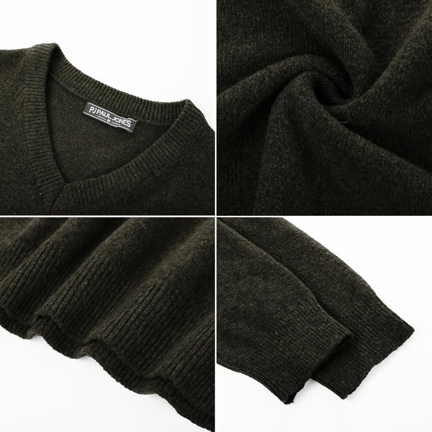 PJ PAUL JONES Mens V Neck Pullover Lightweight Wool Blend Long Sleeve Knit Sweater - Image 4
