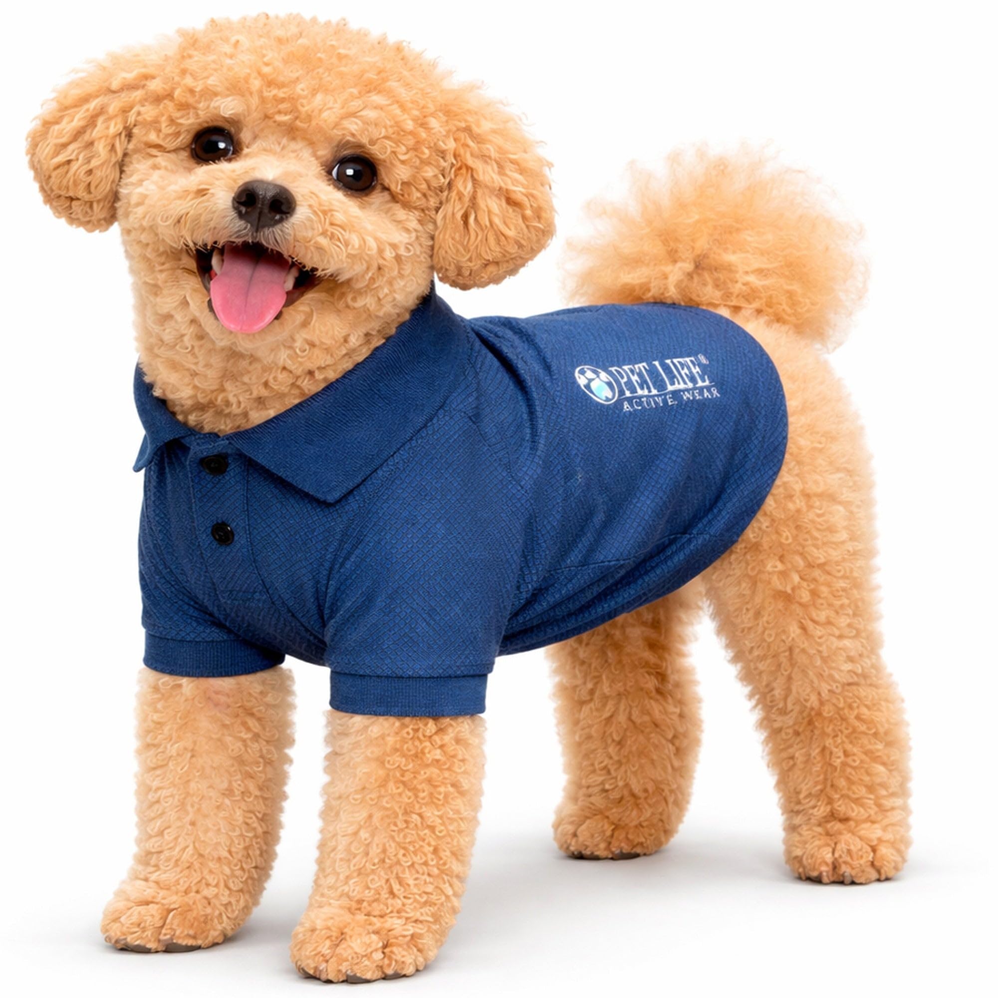 PetLife Active Playera Polo para Perro, a Prueba de mechas, elástica, Relajada, tamaño Grande, Color Azul Marino