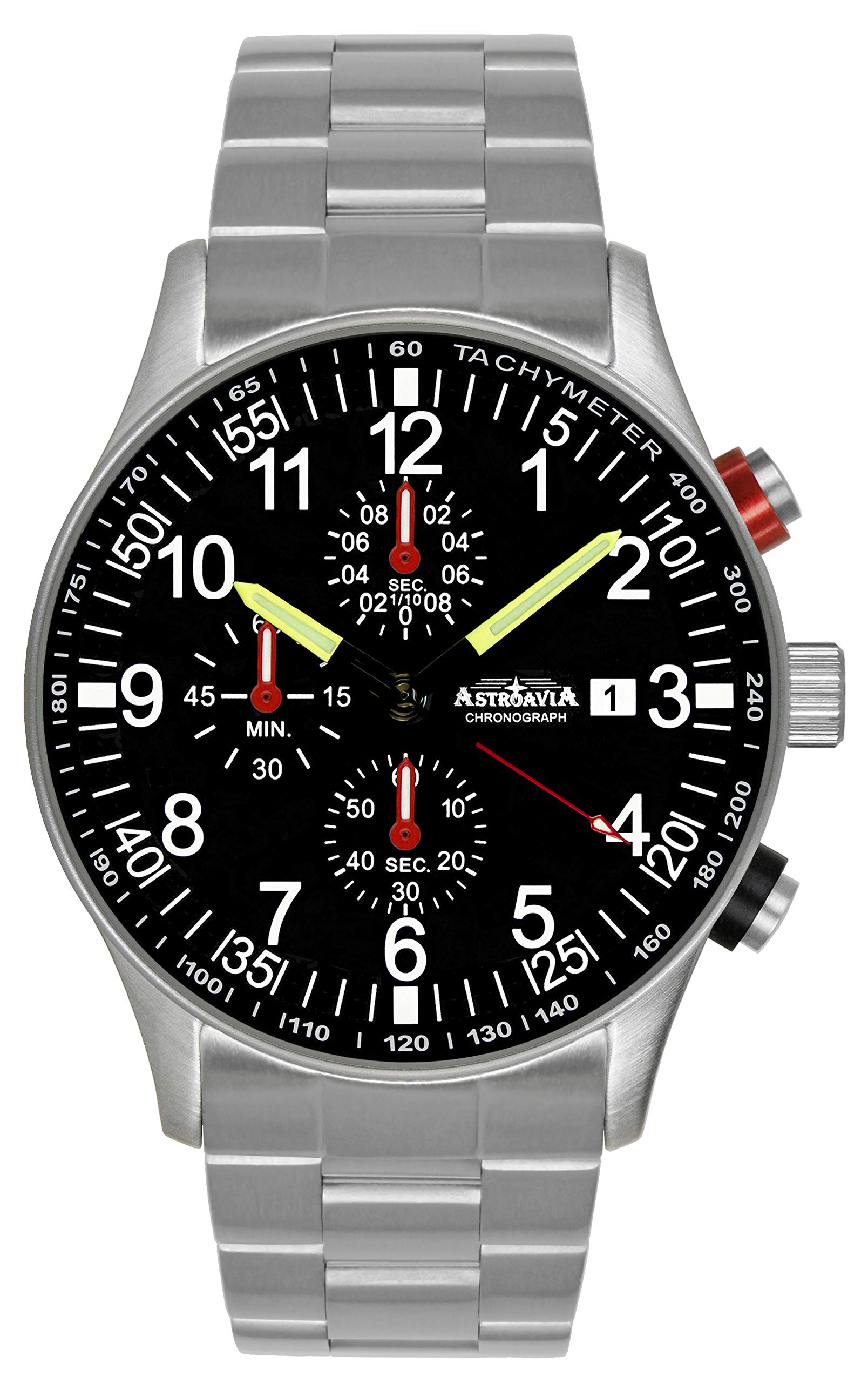 Herren-Armbanduhr Chronograph Quarz Edelstahl Armband massiv N31S