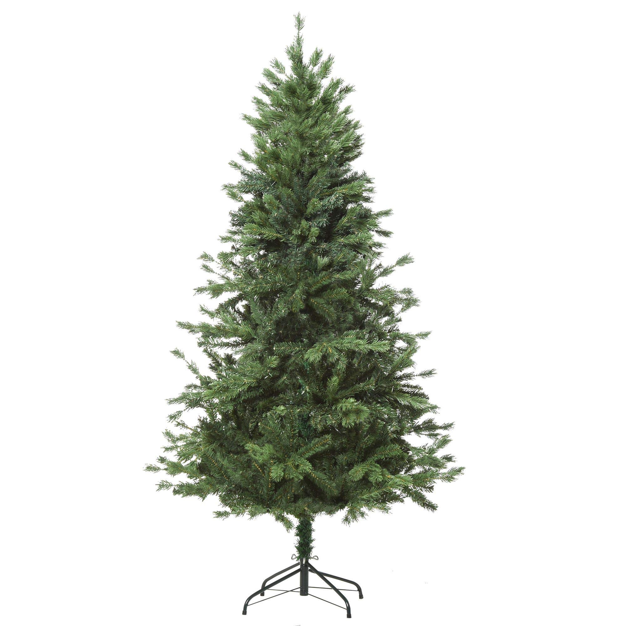 HOMCOM Árbol de Navidad Artificial Ø75x150 cm con 440 Ramos PE Tridente y PVC | Base Desmontable y Plegable