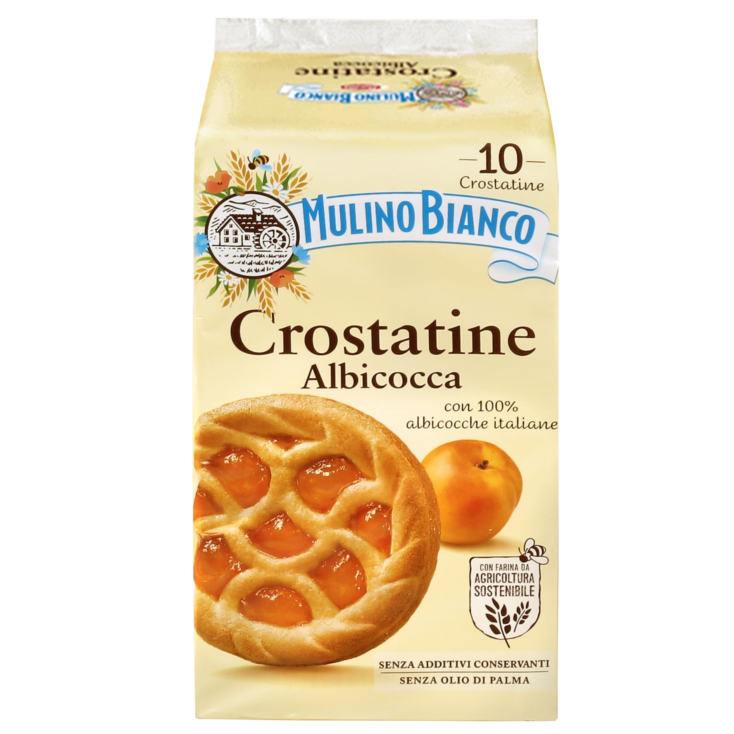 MULINO BIANCO Crostatine Albicocca - Pasticceria italiana, mini crostate di albicocche 400g x 12 parcelle (Albicocca, x12)