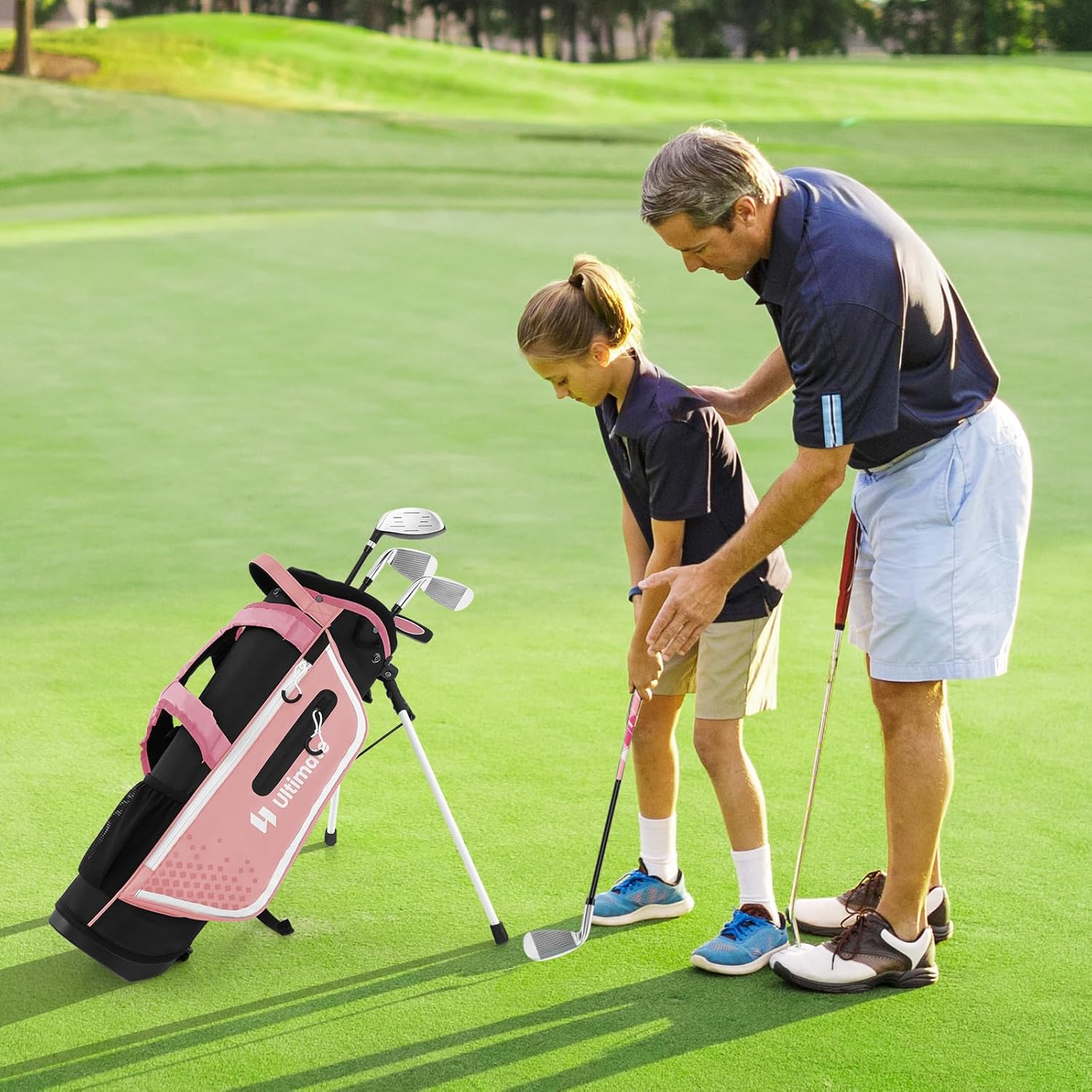 ULTIMATE Junior Complete Golf Club Set, Right Handed Kids Golf Clubs Set with 4/6 Golf Clubs & Versatile Stand Bag, Rain Hood for Ages 5-7, 8-10, 11-13 Boys Girls