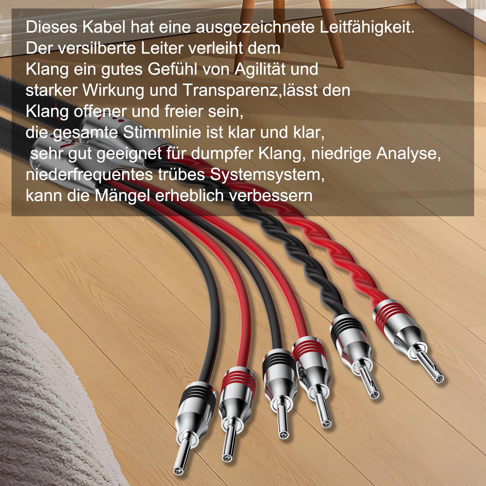 Luidsprekerkabel banaanstekker HiFi OFC Braid luidsprekerkabels voor luidspreker versterker en home theater, KTV (2,5 meter