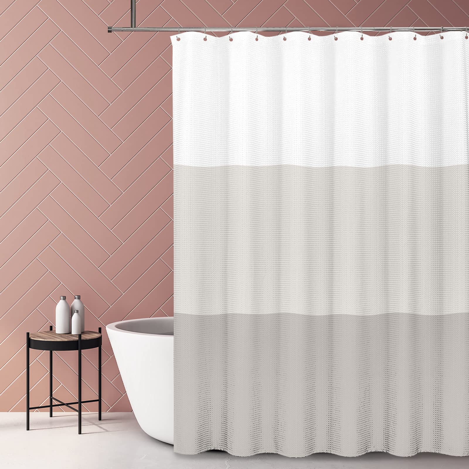 Tititex Duschvorhang Wasserdicht, 183x183 Cm – Modernes Badezimmer-Accessoire In Weiß/Dunkelgrau