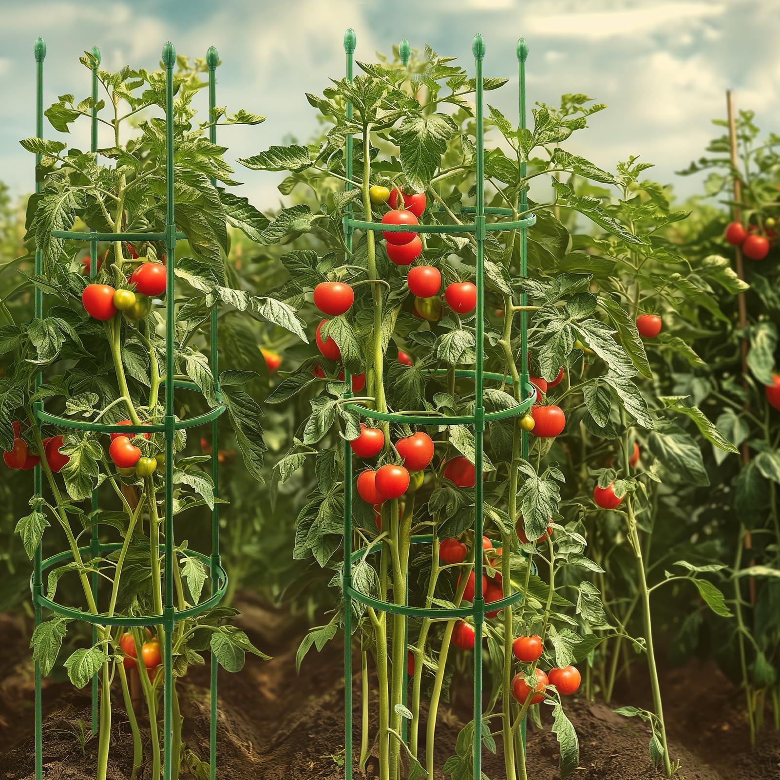 G-LEAF 3 Stück Garten Rankhilfe Tomatenkäfig Pflanzenstütze Obelisk Klettergerüst Spalier| Rankgitter Kletterhilfe| Kletterpflanzen,Tomaten,Rosen (140 cm)