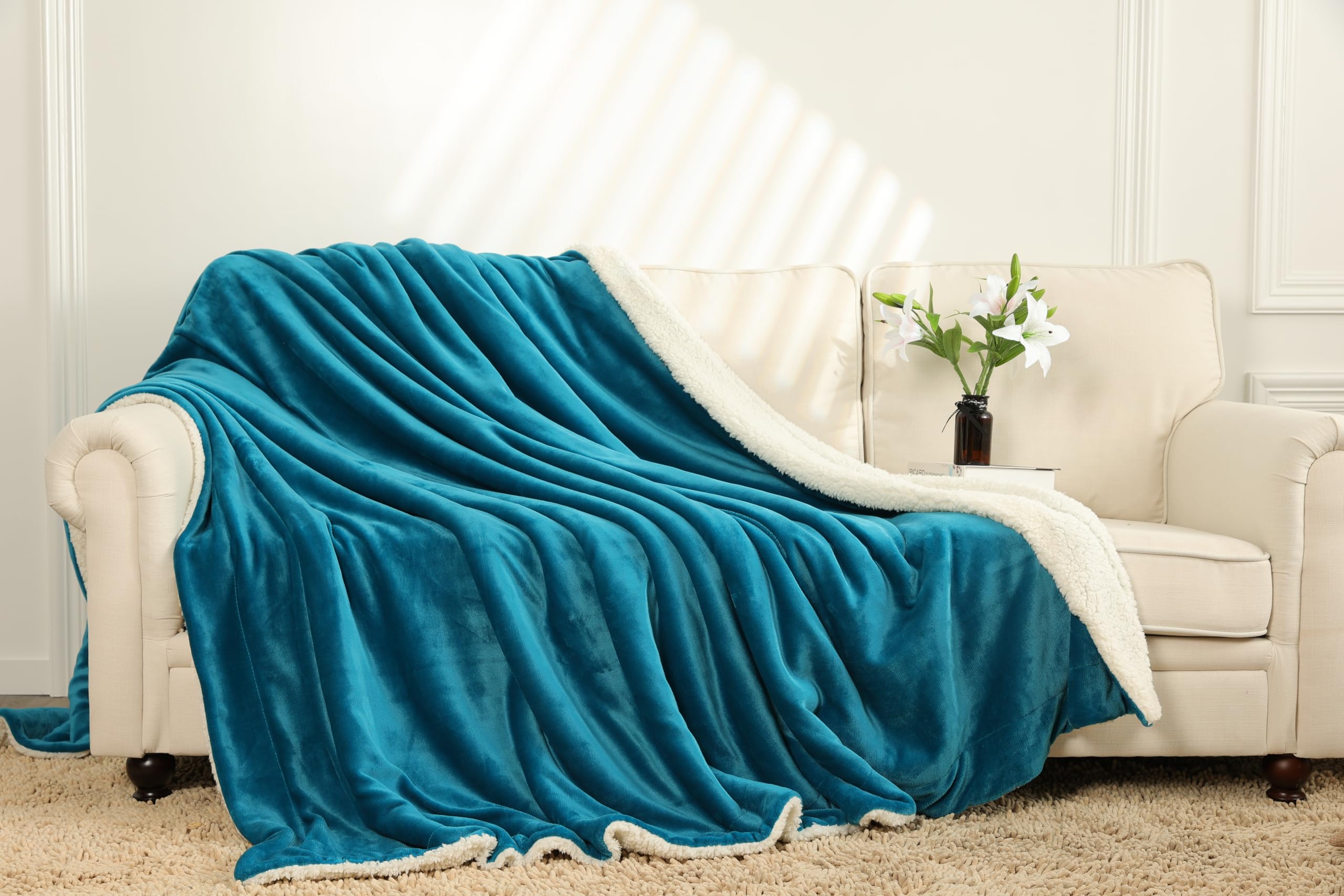 Wasserdichte King-Size-Decke für Bett, Intimität, 203 x 228 cm, wasserdichte Liebesdecke für Paare, Strand, Picknick, Haustiere, Erwachsene, Hunde, wasserdichte Wendematratze oder Möbel (blau)