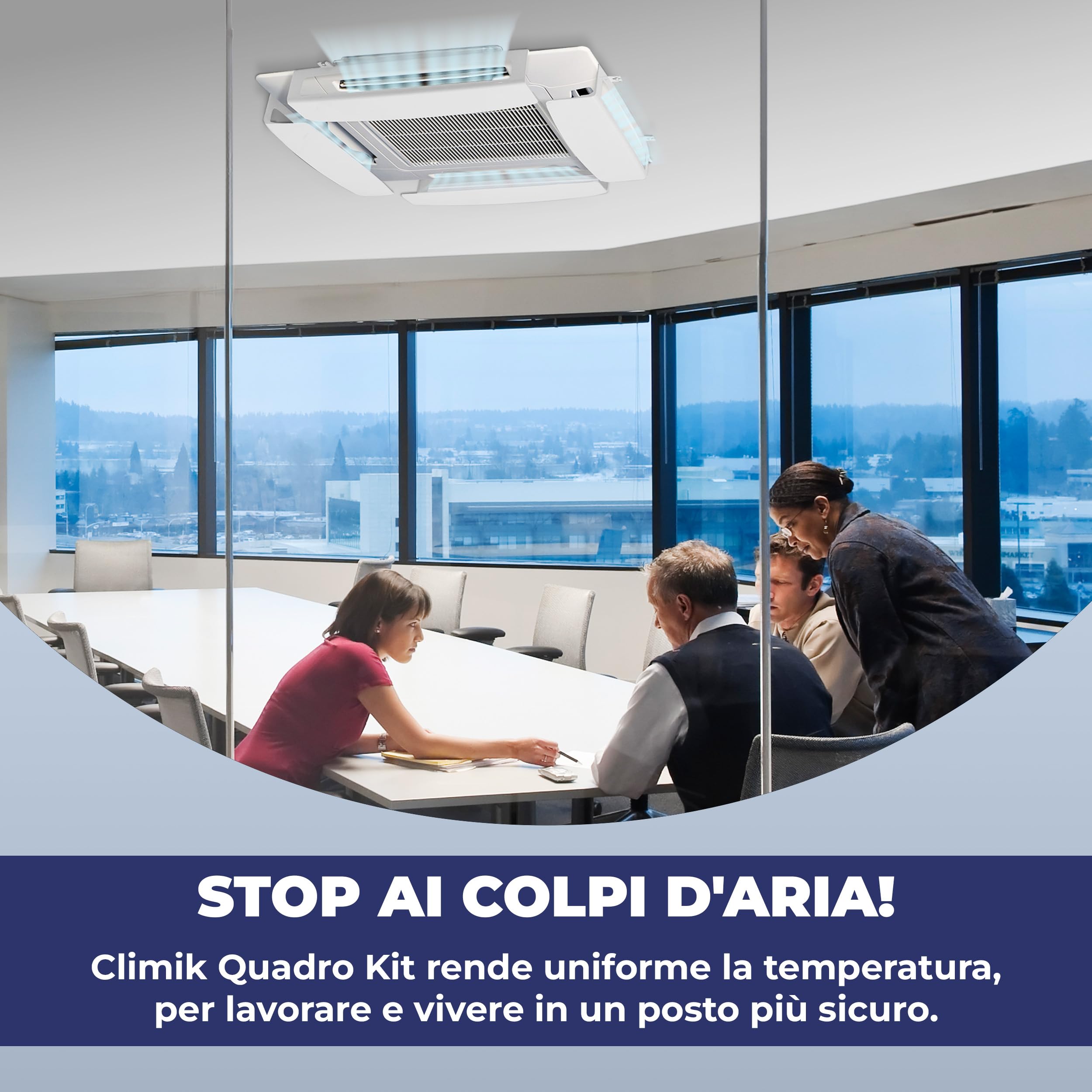CLIMIK QUADRO, SET DI 4 DEFLETTORI PER CONDIZIONATORE & ARIA CONDIZIONATA, ADATTO PER CONDIZIONATORI A CASSETTE, MADE IN ITALY, PROGETTATO PER DISTRIBUIRE L’ARIA NEL TUO AMBIENTE DI CASA O LAVORO