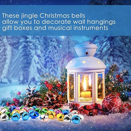 Miniatura 2 de Cascabeles de cascabel, paquete de 100 campanas grandes de colores, campanas de Navidad, campanas de metal, campanas de bricolaje a granel para