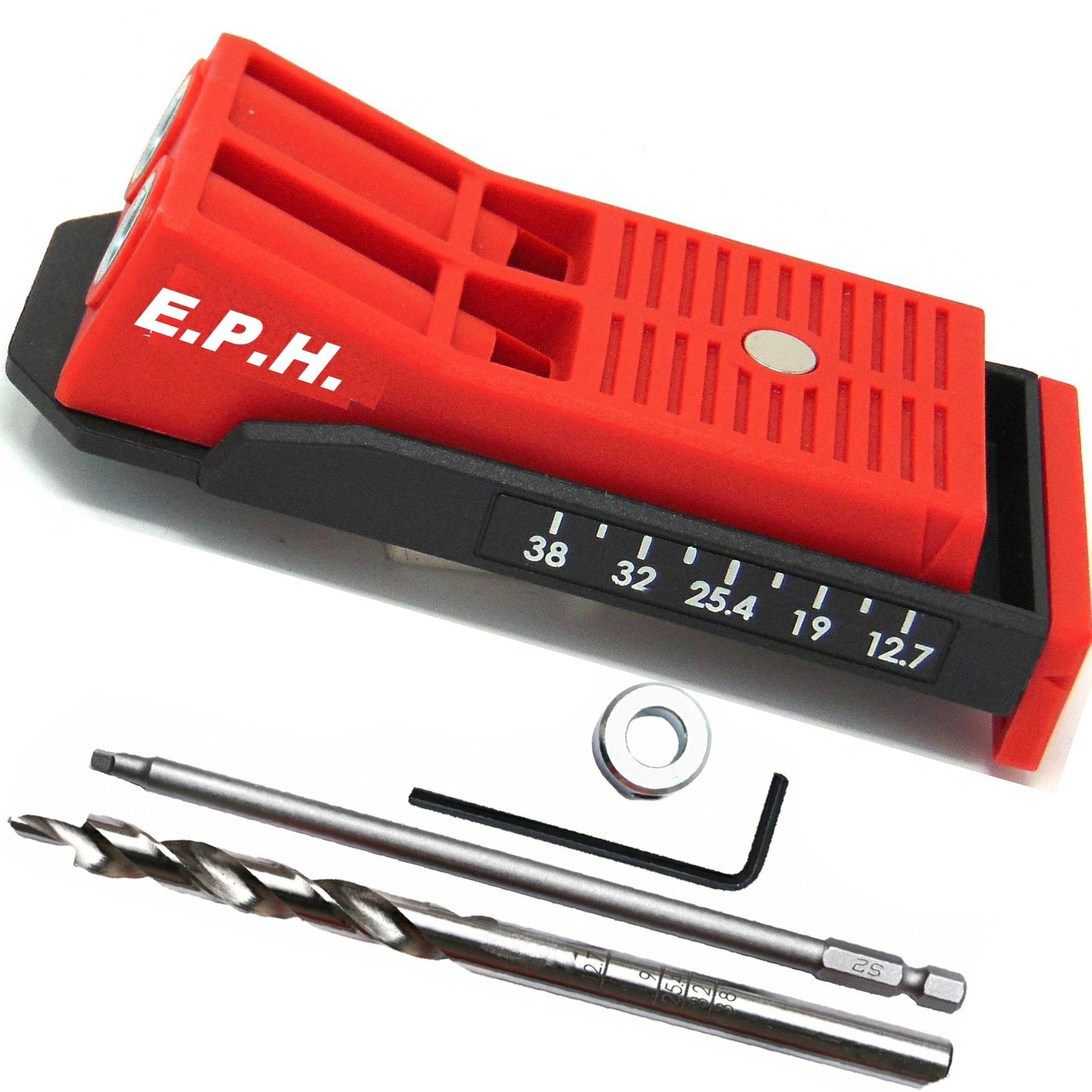 E.P.H. Pocket Hole Starter Kit + 200 Pocket Hole Screws - Twin Hole Jig, Drill Bit, 150mm #2 Driver
