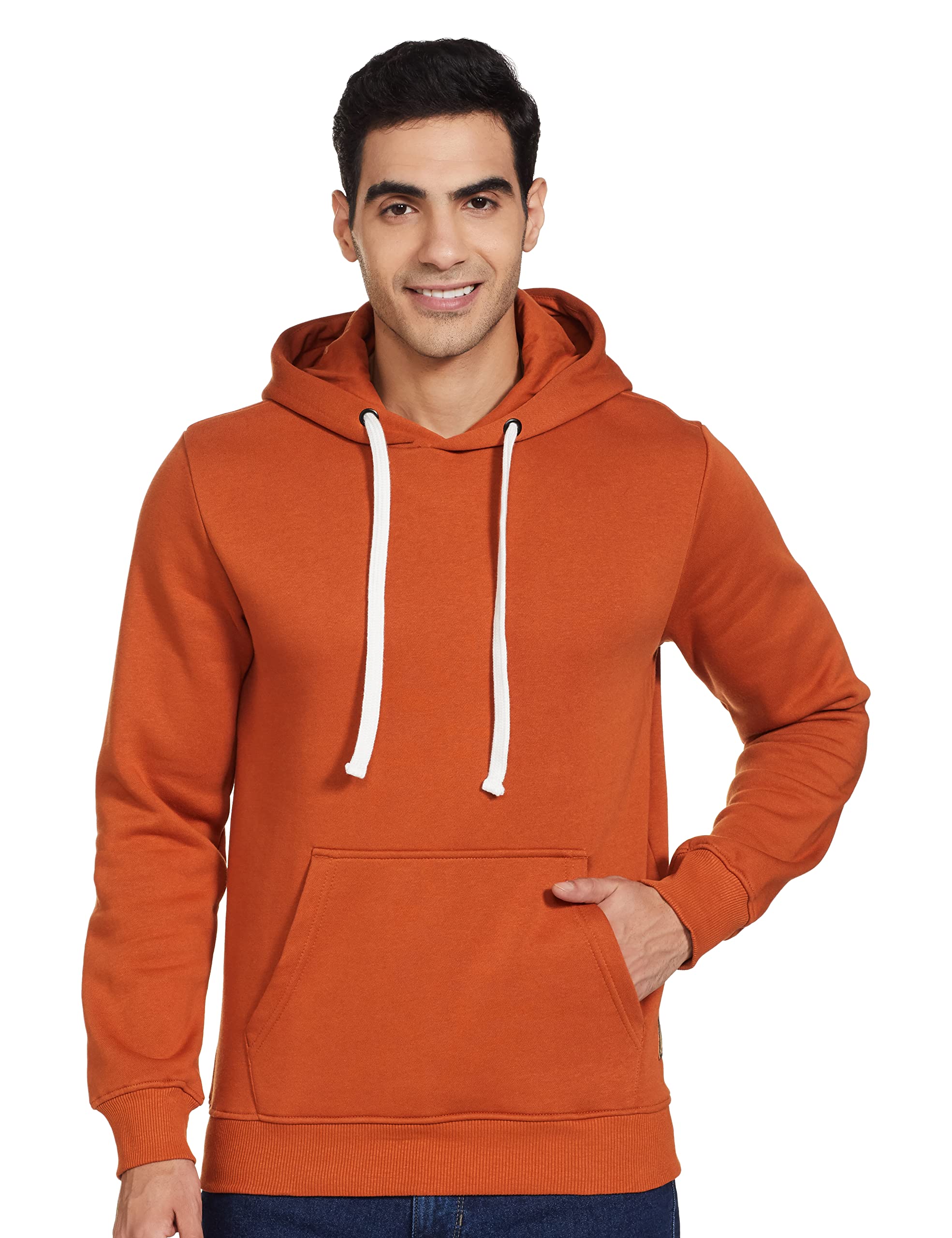 Amazon Brand - Symbol Men Cotton Blend Neck Hooded Sweatshirt