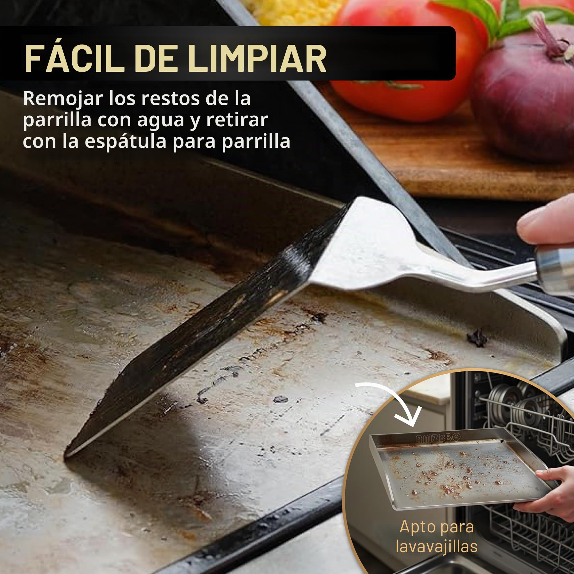 Set Premium de Plancha AMZBBQ® - 40 x 30 cm - aproximadamente 5 mm de acero inoxidable macizo - 20% más fuerte que las planchas convencionales - Parrilla para barbacoa de gas y carbón - Accesorio para