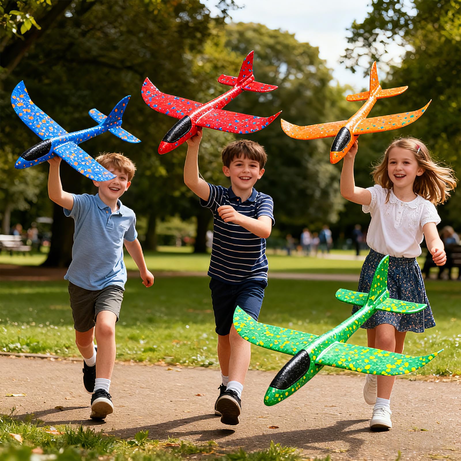 PATRICHOR Aereo Polistirolo Bambini, 4 Pezzi Aereo Giocattolo Giochi Bambino 3 4 5 6 7 8 Anni Regalo, Aliante Aeroplano Schiuma Regalo Natale, Giocattolo Grande Giochi Giardino Esterno