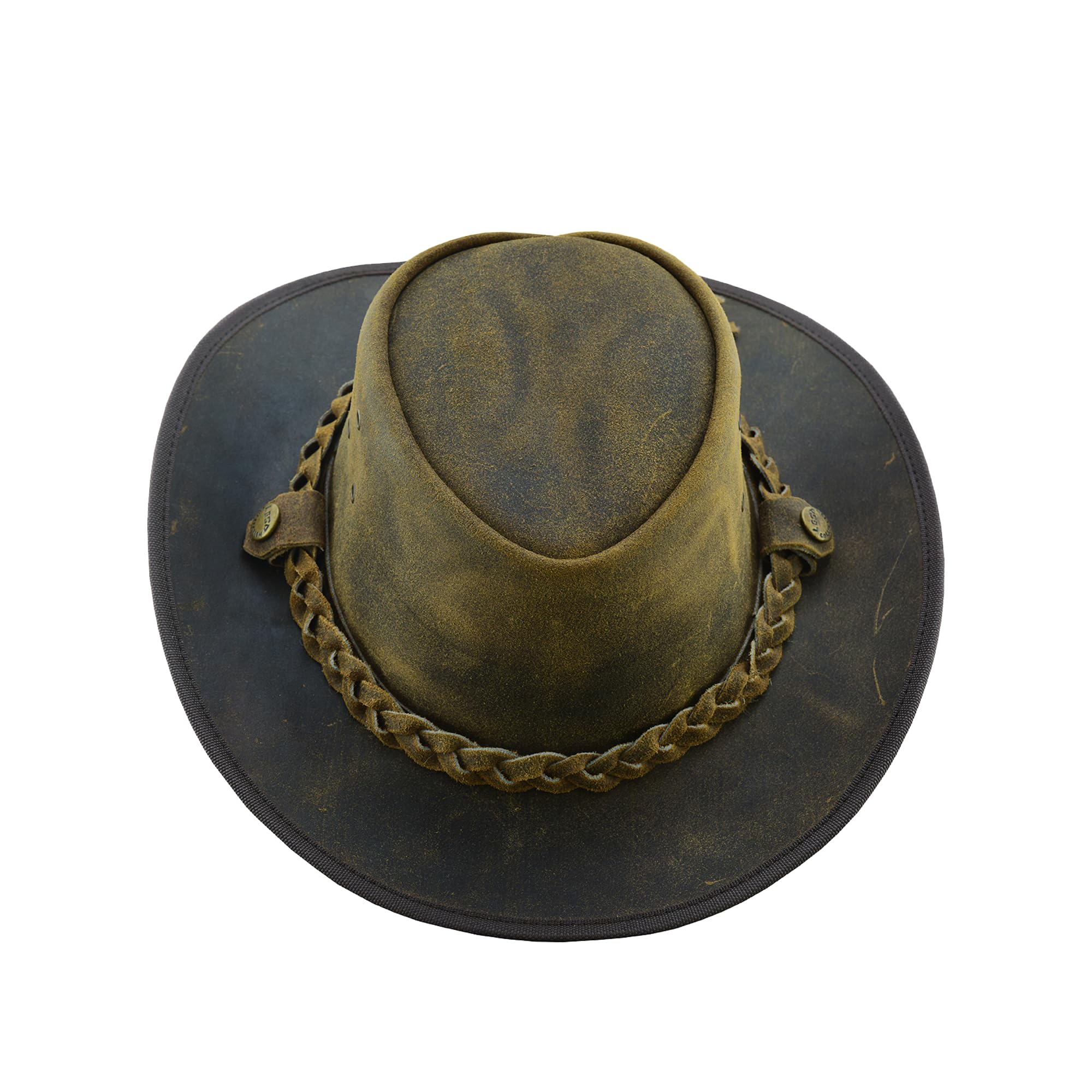Lesa CollectionSafari Crazy Leather Cowboy Hat with Removable Braided Band