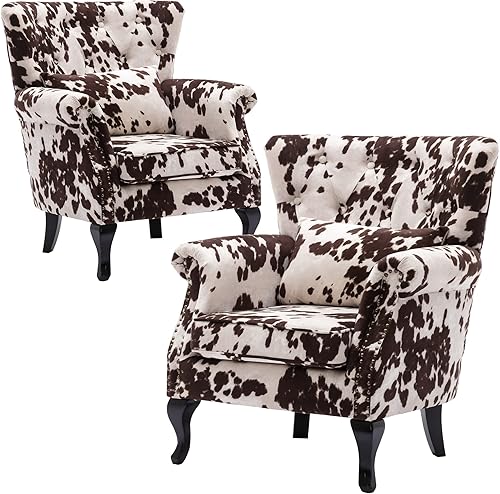 Miniatura 13 de Silla de Acento de Mediados de Siglo Sillones Modernos Tapizados con Respaldo Alado Silla Club Sofá Individual de Terciopelo Silla de Descanso con