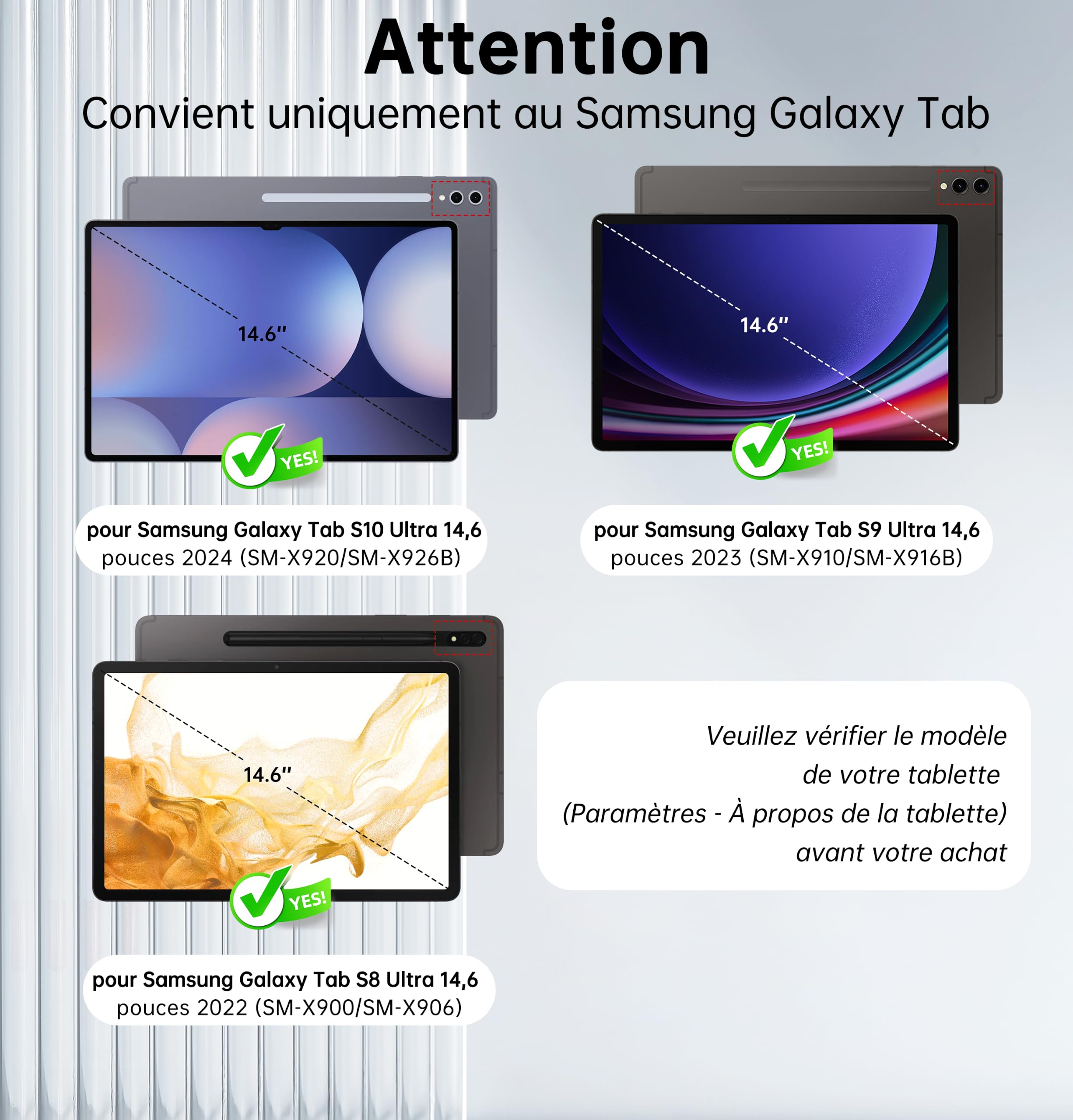 Étui Clavier pour Samsung Galaxy Tab S10 Ultra/S9 Ultra/S8 Ultra 14.6 pouce