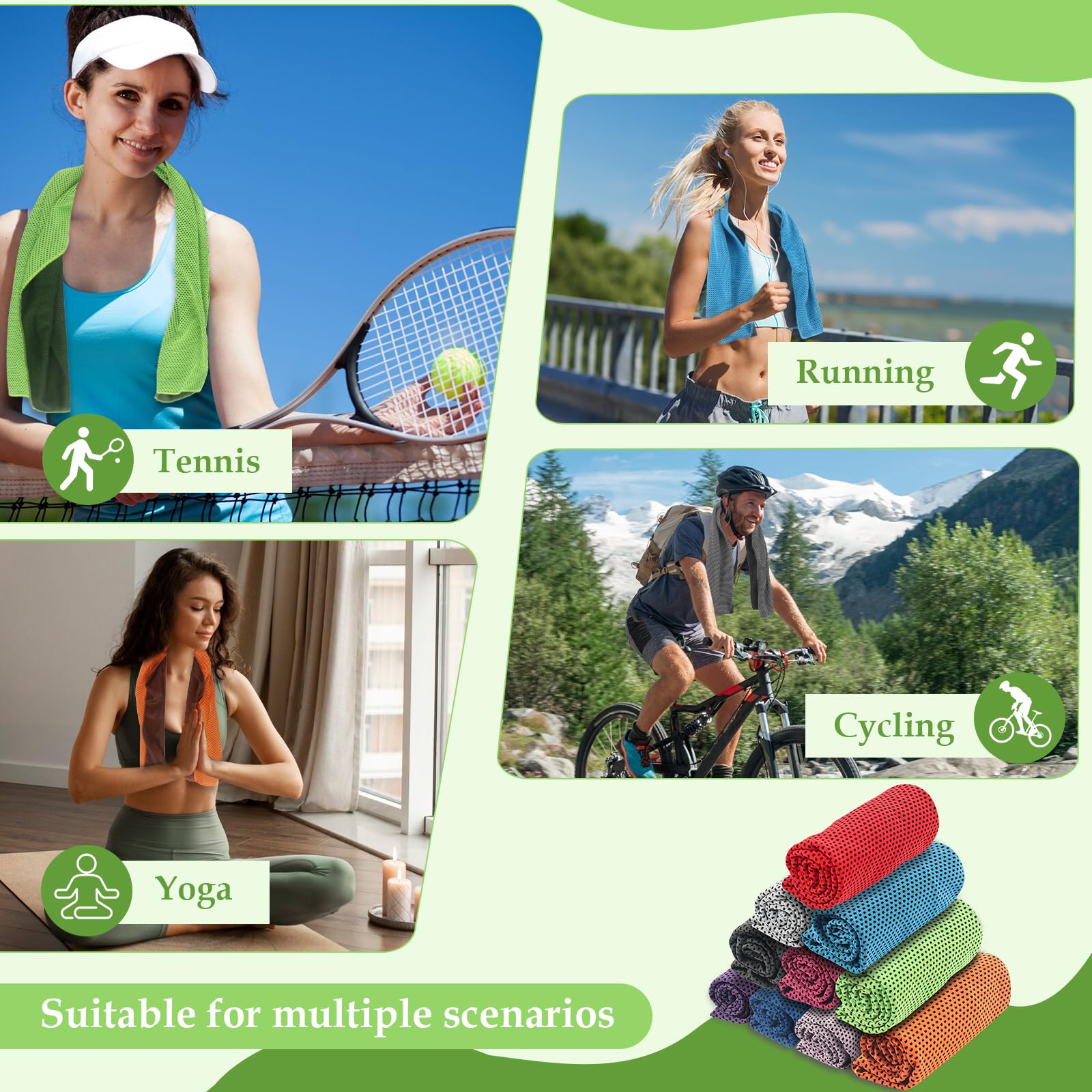 Asciugamano Di Raffreddamento In Microfibra 30x100 cm Per Fitness, Sport, Golf, Yoga