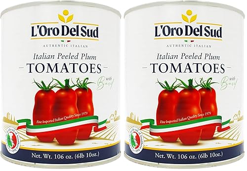 Miniatura 8 de L'Oro Del Sud Tomates italianos enteros pelados al estilo San Marzano en puré de tomate con albahaca, auténtico sabor italiano, perfecto para salsa
