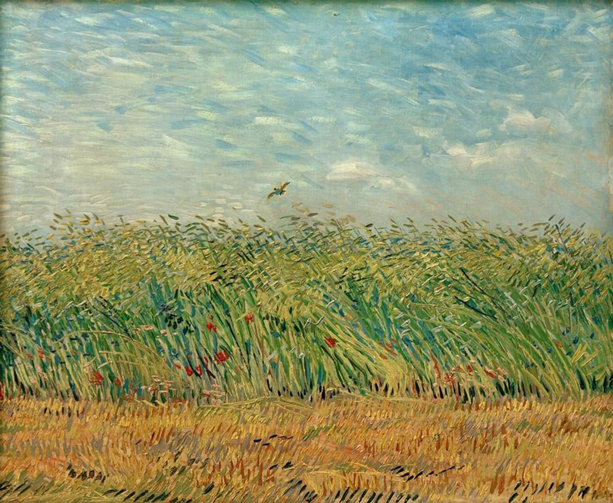 ARTXLXXBN Famous Art Print Poster Vintage Wall Art Cornfield with Poppies and Partridge Canvas Art Poster for Home Decor 60x90cm