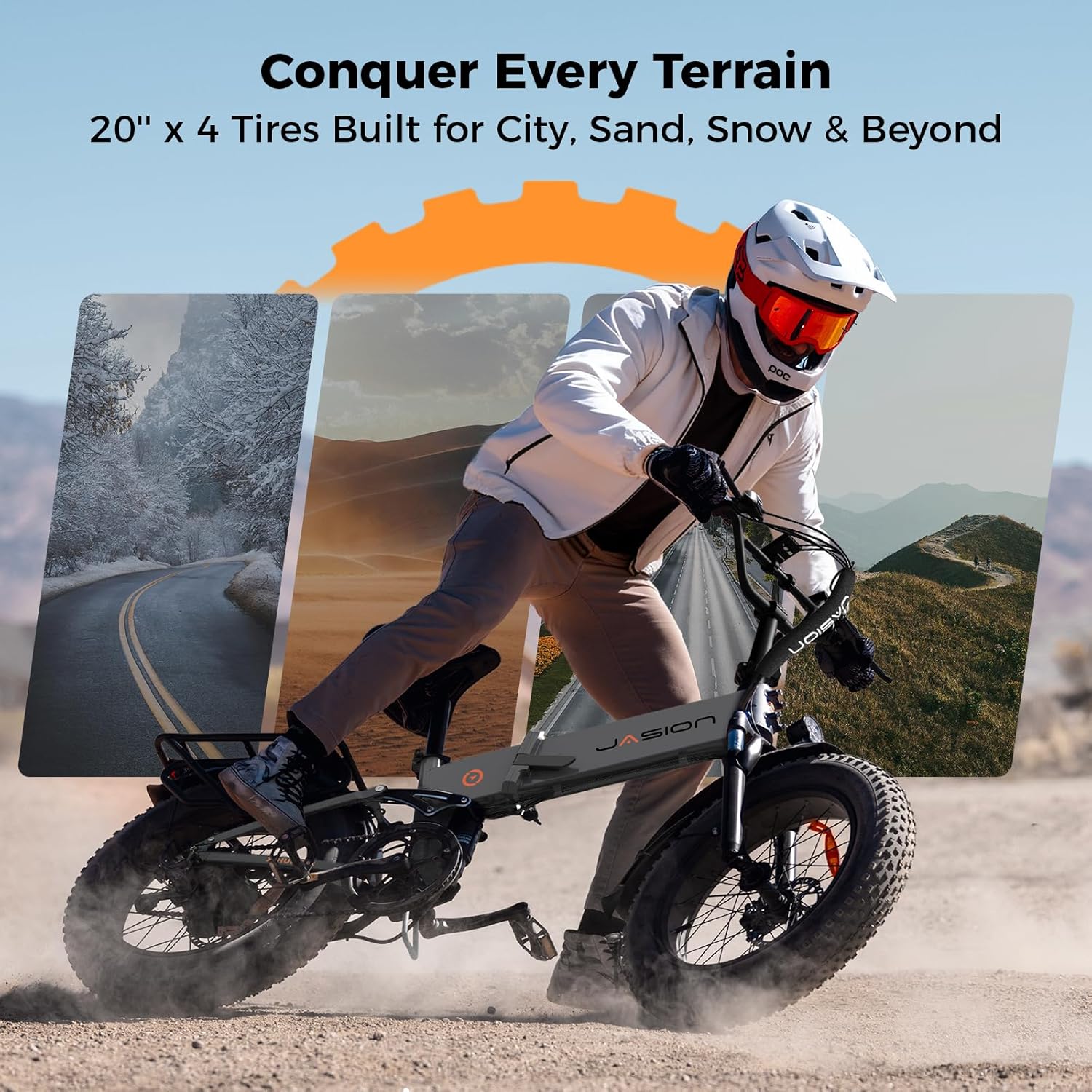 Jasion X Hunter/PRO Electric Bike for Adults,1800W/1400W Peak 20''Fat Tire Foldable Ebike,Folding E Bike Up to 80/70 Miles Range,720/624WH Removable Battery,30 MPH E Bike,Certified by UL2849