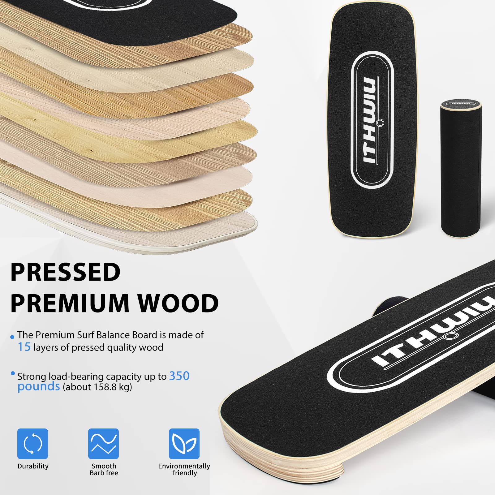 Balance Board Pro - Table Équilibre Avec Rouleau Liège | Entraînement Surf, Snowboard, Core Fitness