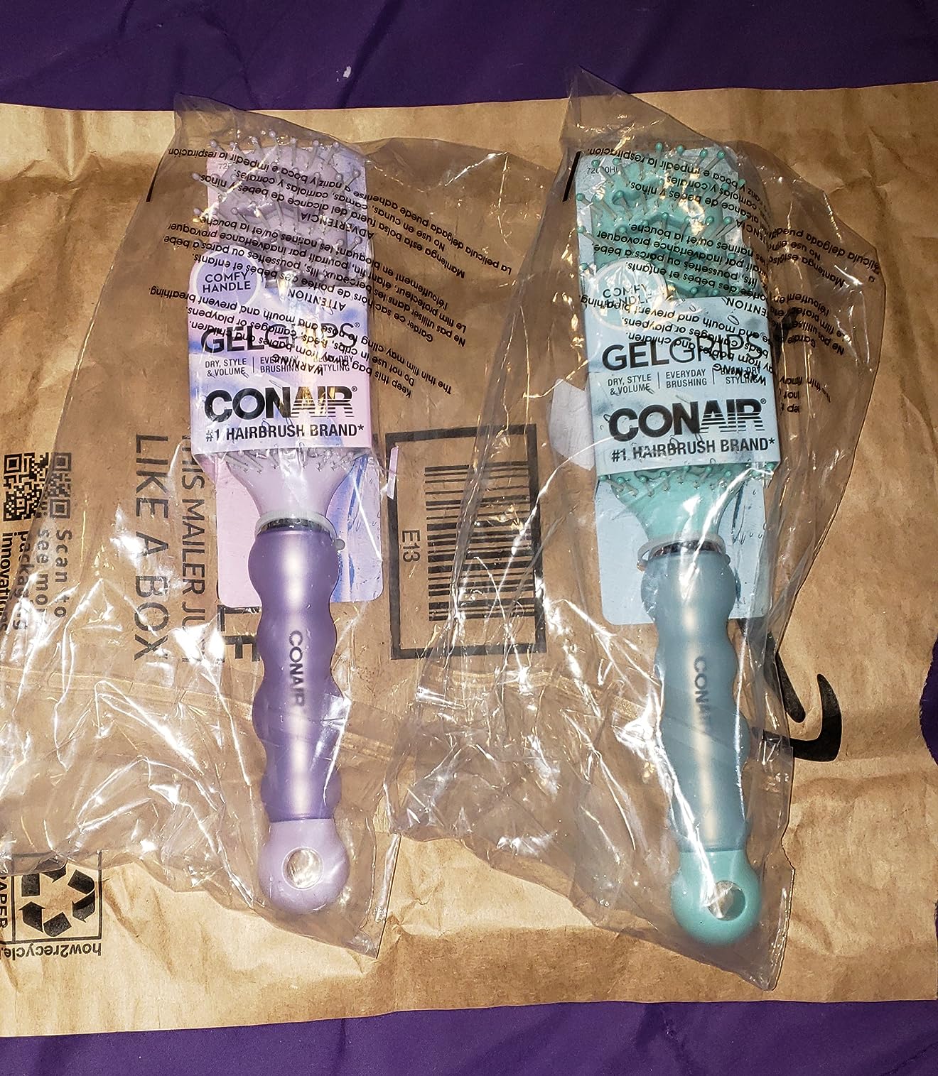 Conair Gel Grips Vent Hair Brush, Color May Vary 1 ea