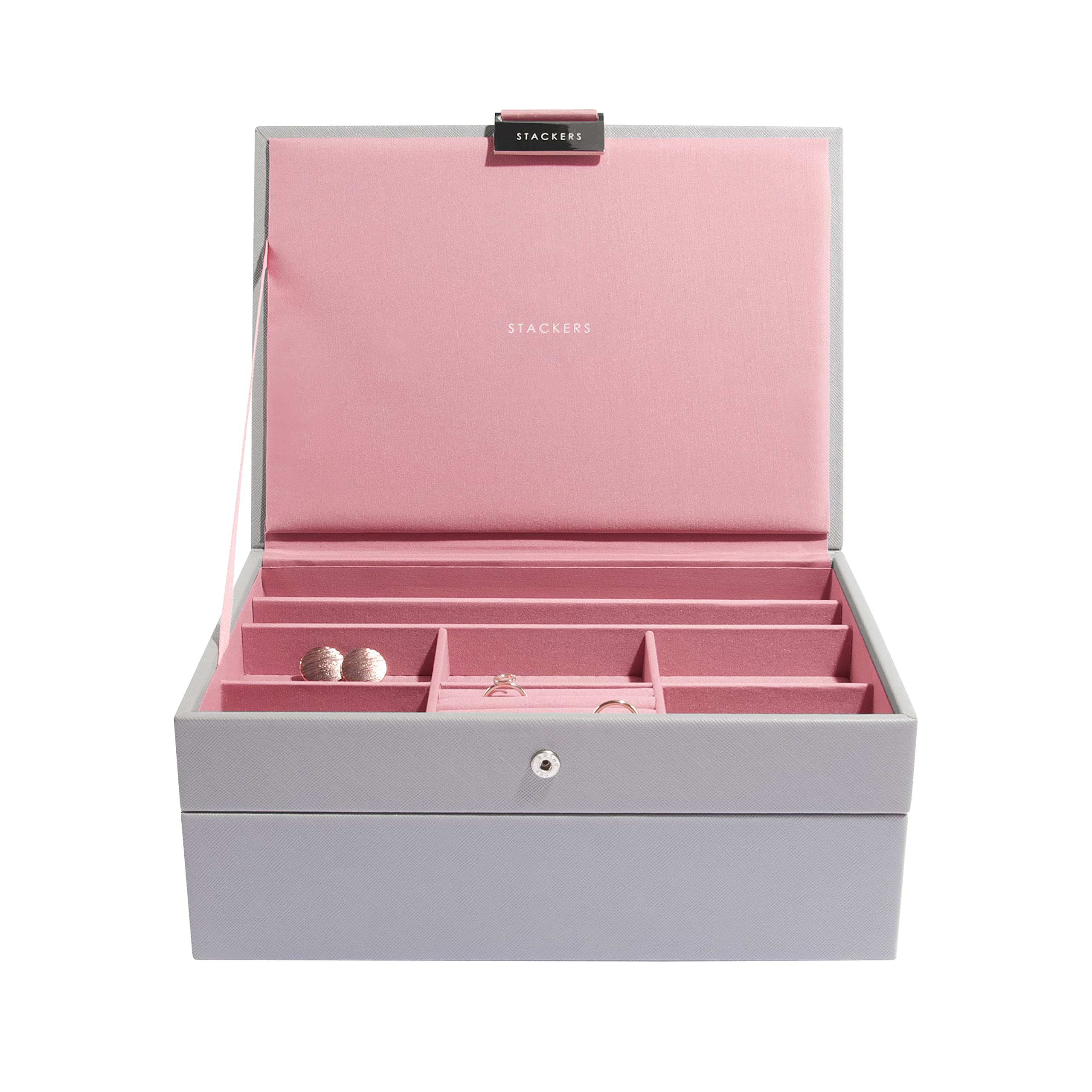 Stackers Dove Grey/Rose & Antique Classic Jewellery Box, Set Of 2