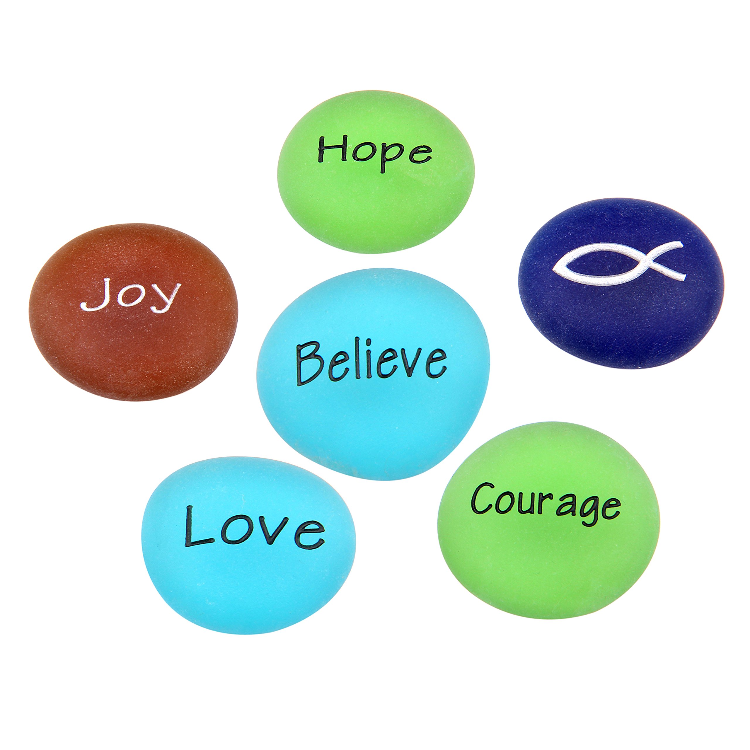 Holy Land Market Courage to Believe - Engraved Frosted Glass Stones Set - Model II