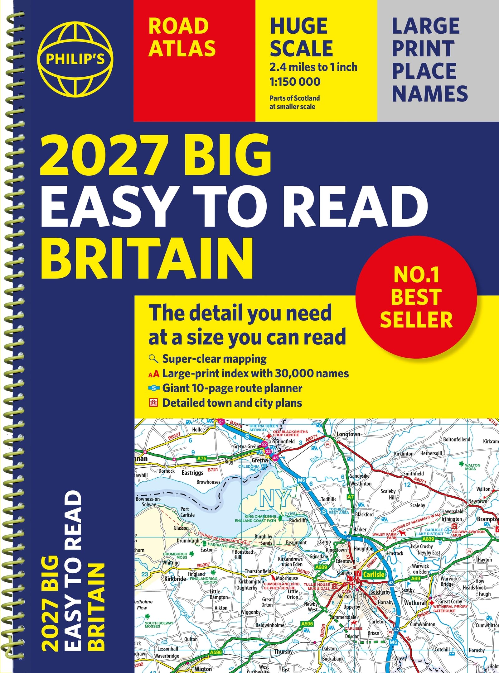 2027 Philip's Big Easy to Read Road Atlas of Britain (A3 Spiral) by Philip's Map