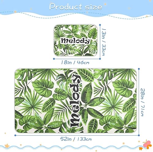 Miniatura 4 de Custom Tropical Palm Leaves Crib Mattress Protector Pad for Boys Girls Baby Ice Silk Mat Bed Crib Bed Sheets Baby Cooling Pad with Pillowcase for