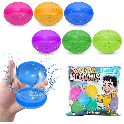 Reusable Water Balloons Quick Fill Pool Toys for Kids Ages 4-12 Refillable Water Balloons for Kids Water Toys Outdoor Water Play Backyard Toys for Kids Outside（6 Pcs)