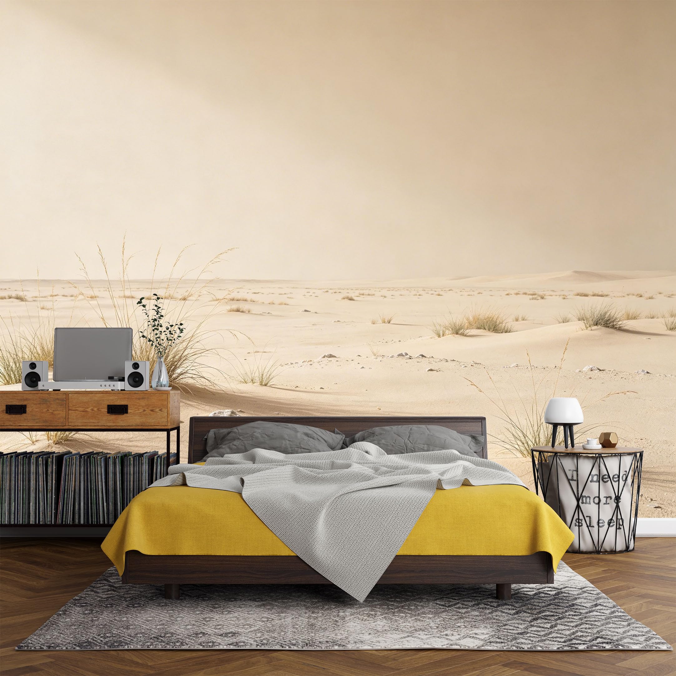 Custom Size Wall Mural， Desert Landscape Sand Dunes Minimalist Natural Scenery，SelfAdhesive Art Prints wall Fabric (No PVC) Removable Wallpaper Living Room Decor