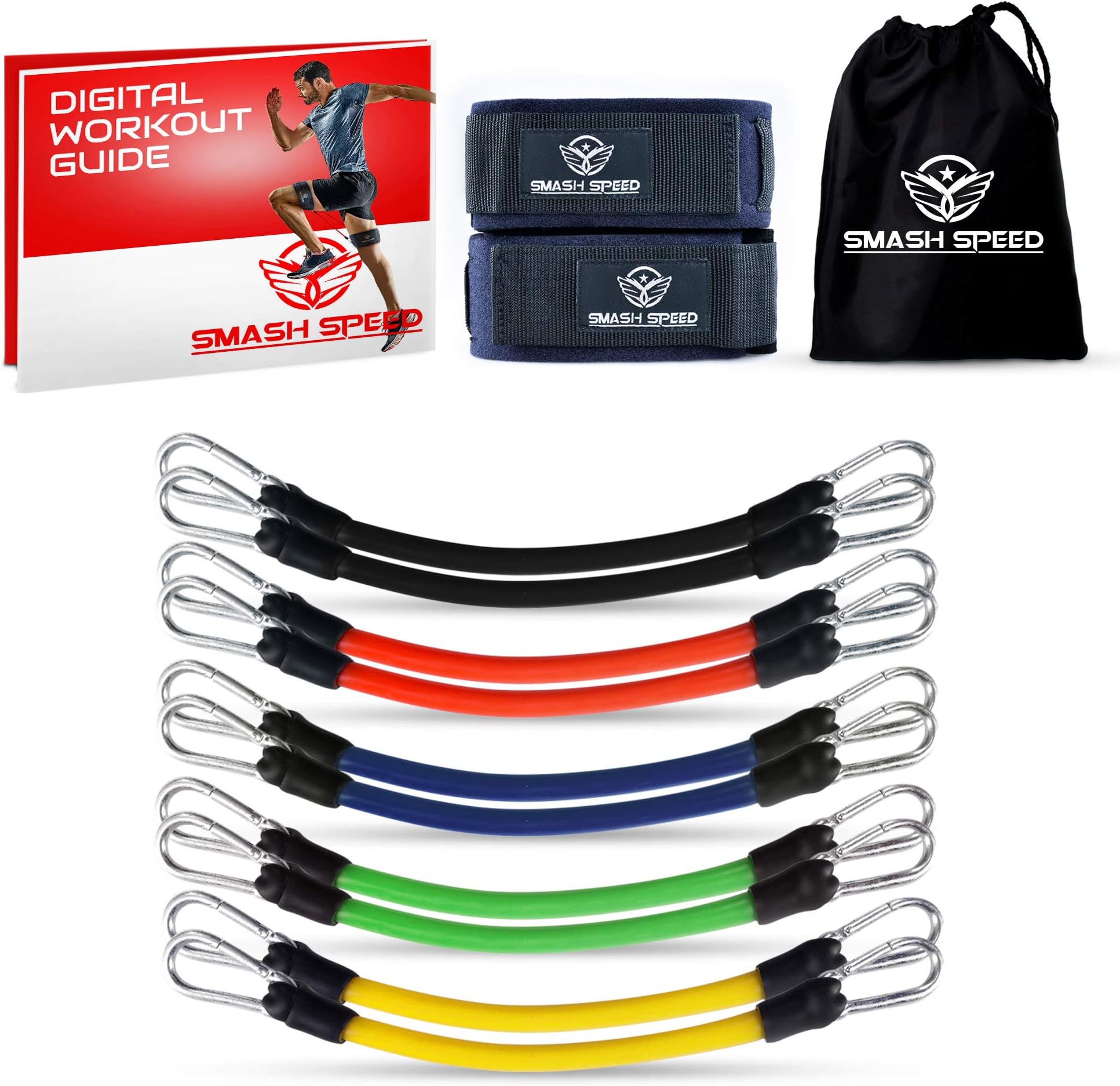 Speed and Agility Leg Resistance Bands – with Training Exercise Guide – Physical Fitness Workout Set – Mobility Loop, Muscle Endurance, Sport Specific - for Football, Basketball, Soccer