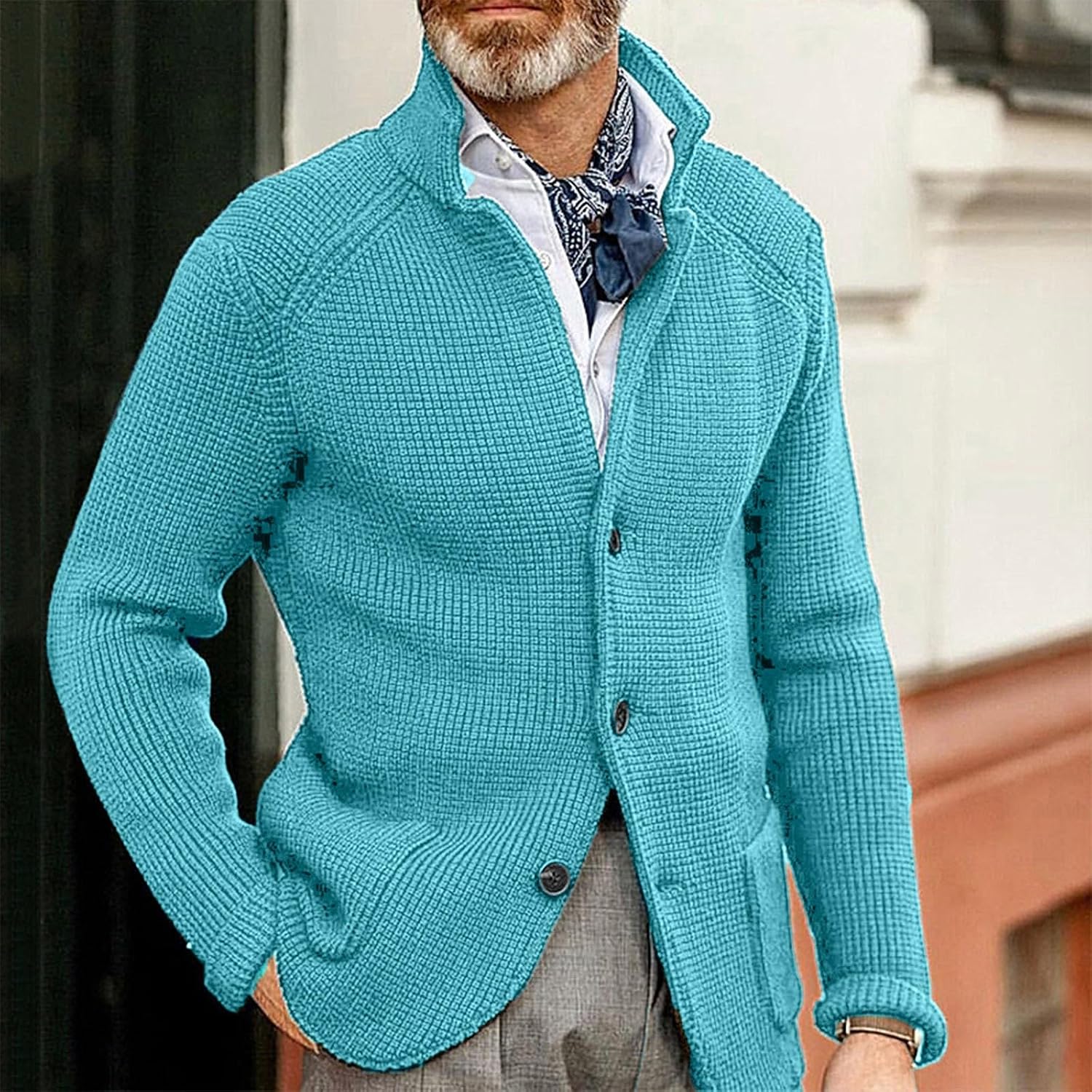 Ymosrh Men's Casual Cardigan Sweater, Long Sleeve Button Down Dress Knit Sweaters Old Money Coat, M-3XL