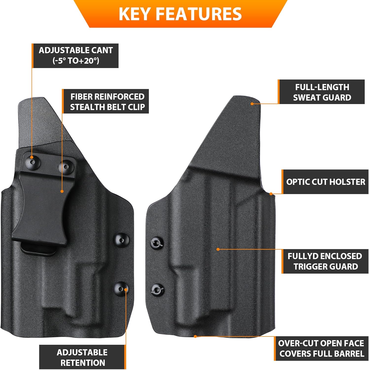 IWB/OWB Kydex Holster for Glock 43X MOS,48 MOS with Streamlight TLR-7 Sub Flaslight,Optic Ready,Adj. Cant & Retention, Right/Left Hand Option.