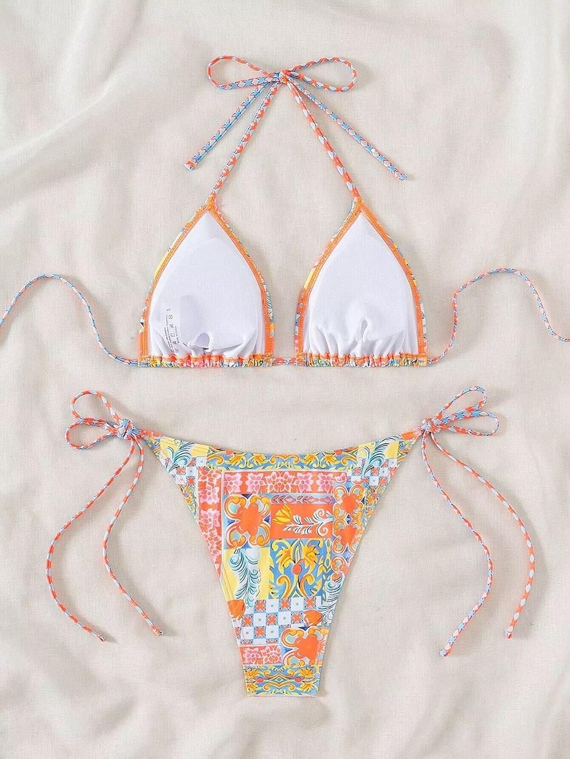 Women's Floral Print Bathing Suit High Waisted Halter Swimsuit Bikini Set