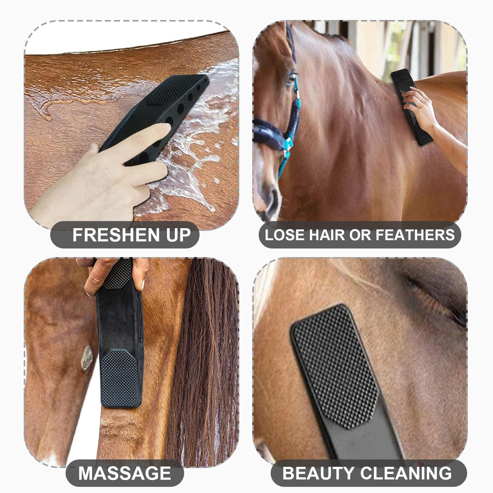 2 Pcs Peine De Masaje De Caballo,6 En 1 Peine Masajeador Para Caballos,Cepillos Para El Cuidado Del Caballo,Cepillo De Raíz De Caballo,Eliminar El Pelo Seco y Suelto De Los Perros De Caballo