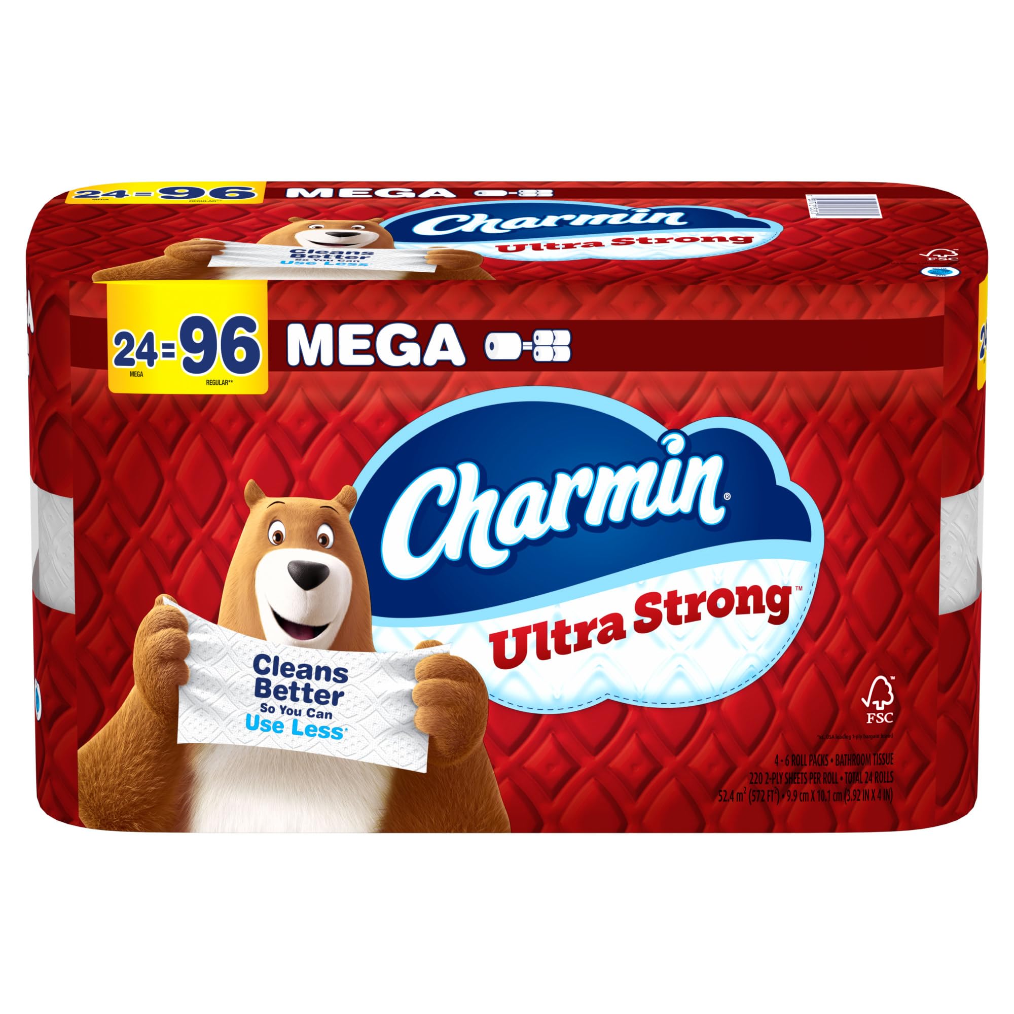 Charmin Ultra Strong Toilet Paper 24 Mega Rolls, 220 Sheets Per Roll
