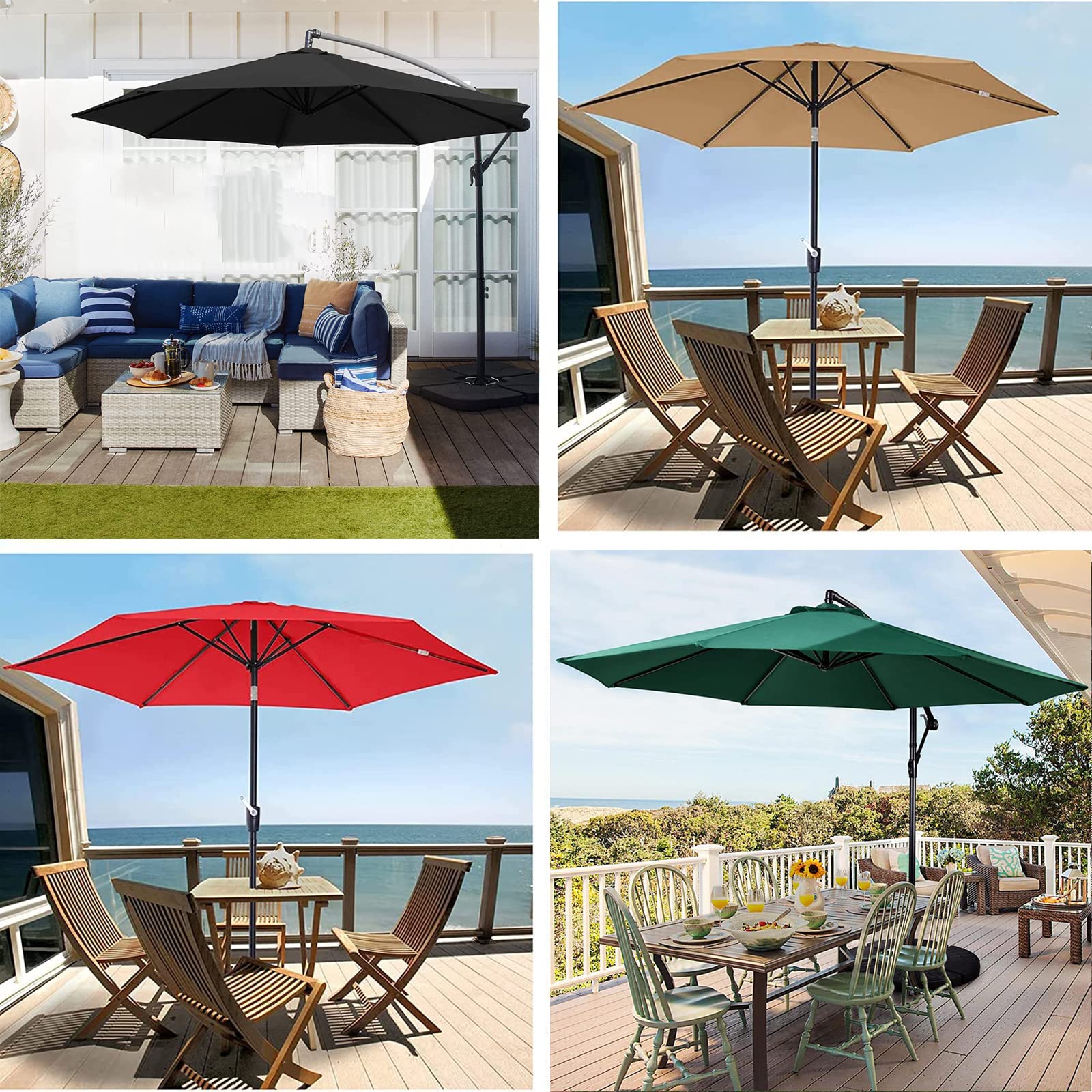 Sonnenschirm Ersatzbezug Φ4m/400cm 8 Streben Milchweiß Stoff Uv Schutz 80 Windfest Stabil Strand Terrasse Garten Sonnenschirm Ersatzteile