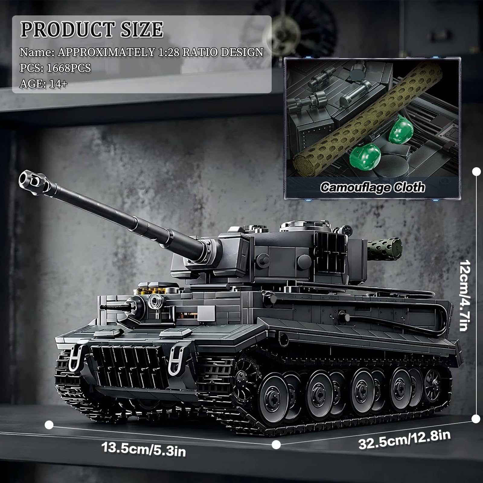 Juego de bloques de construcción de tanque de tigre militar, 1668 piezas, tecnología WW2, juguete de construcción 1:28, tanque de combate, modelo de carro de combate, coleccionable, regalos para