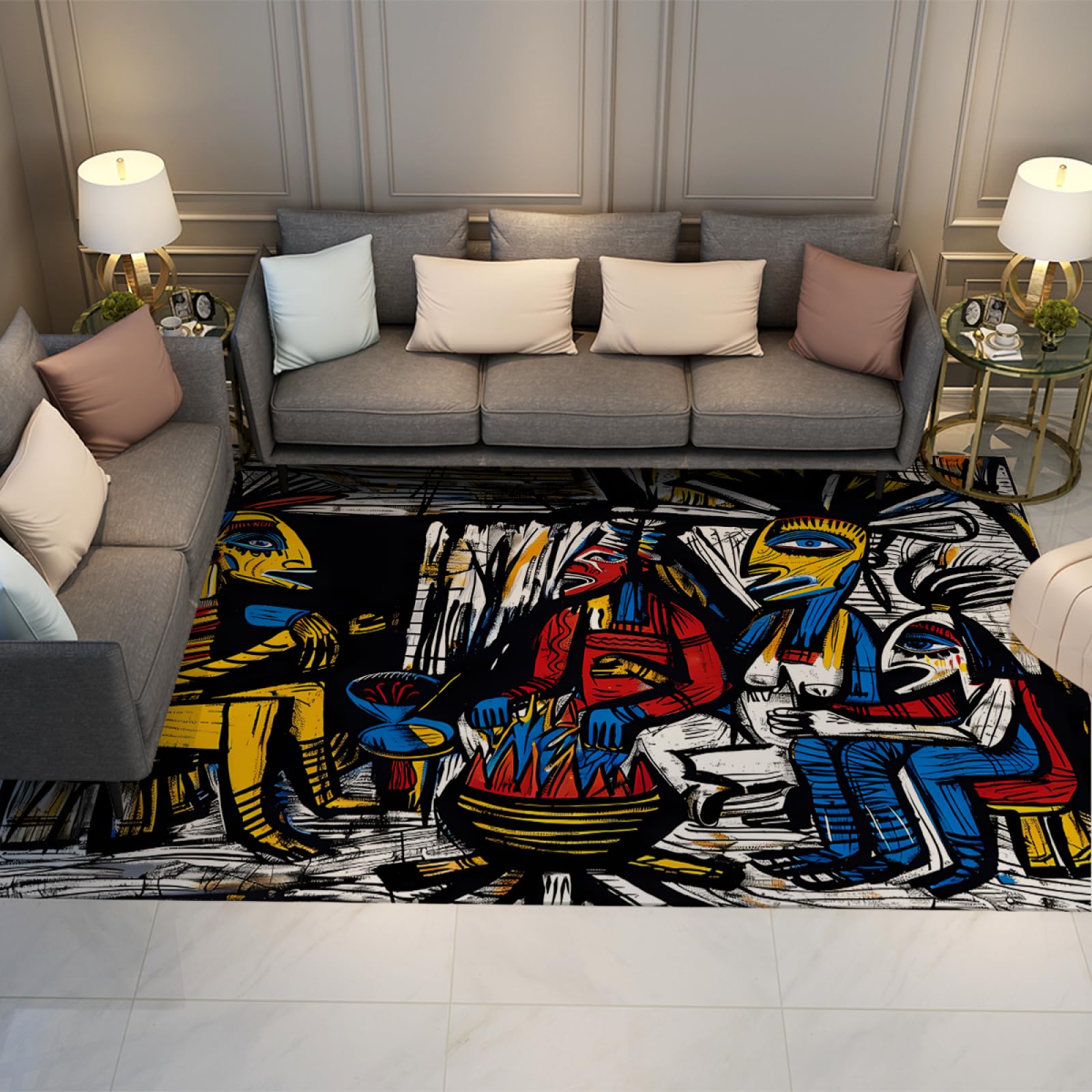 Tapis de couloir cubisme abstrait pour sublimer votre entrée de maison