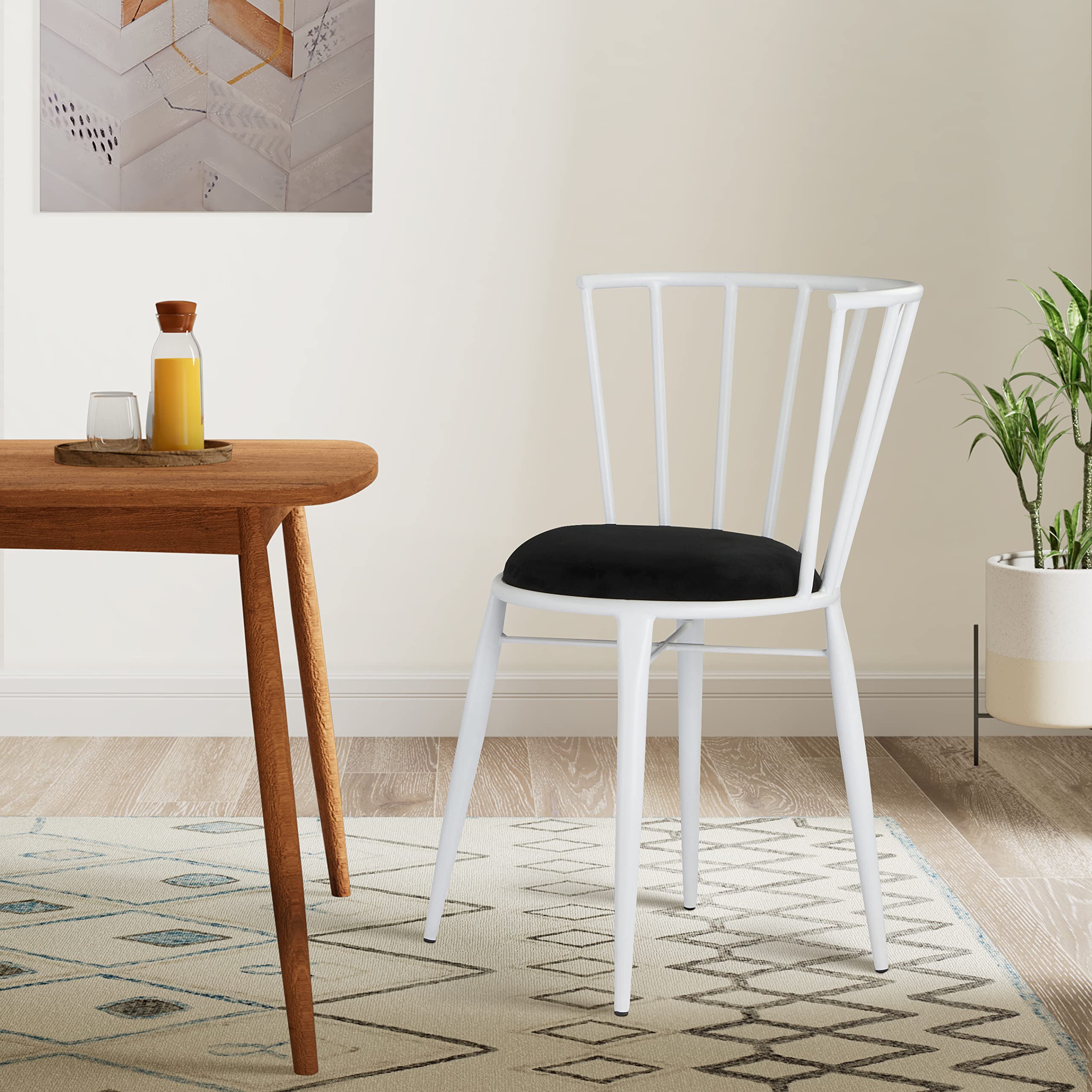 Amazon Brand - Solimo Craley Chair with Cushioned Seat (Iron, White, 1 Piece)-picture-23