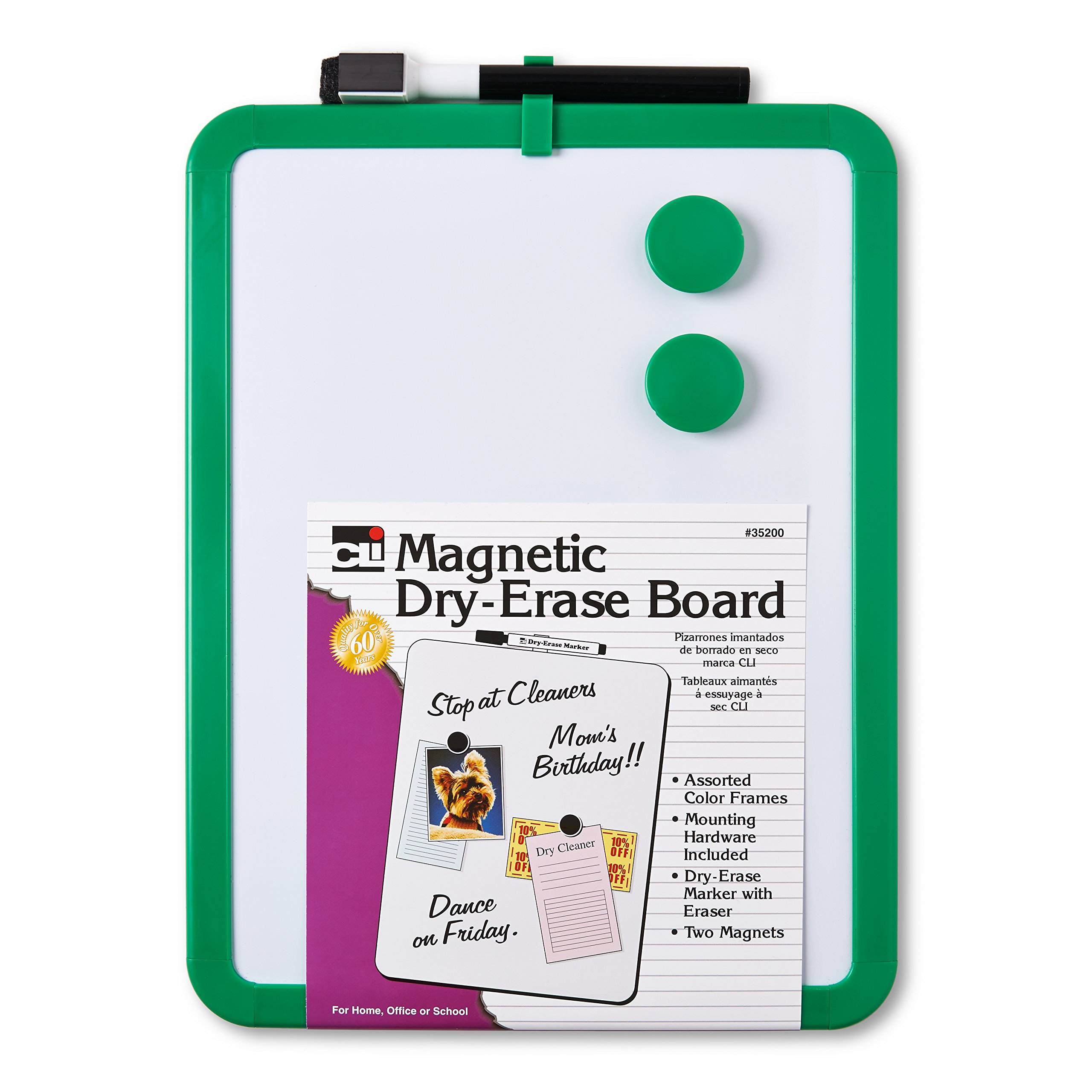 Magnetic Dry Erase Boards, 8.5" x 11" White Surface, Assorted Frames, Pack of 4