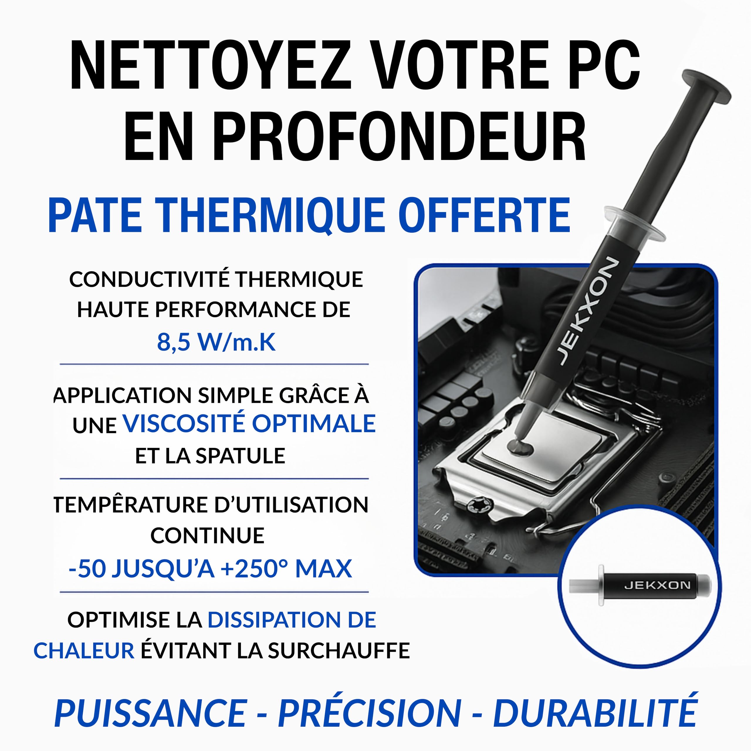 Soffiatore per PC spolveratore ultra potente 500 W – Pasta termica inclusa – Guida per mantenere il suo PC in omaggio – Spolveratori potenti ideale per PC – Soffiatore aria compressa cablata a