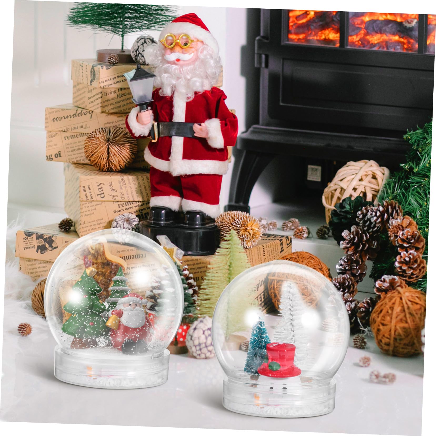 DOITOOL Lot de 15 boules à neige en plastique transparent avec couvercle dévissable, accessoires pour bricolage, artisanat