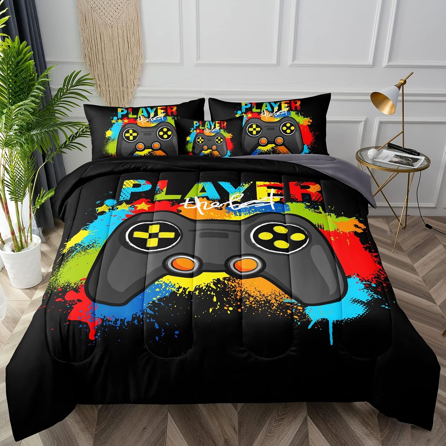 BDUCOK 6 Pieces Gamer Comforter Set for Boys Gaming Bedding Set Queen Size,Video Game Controller Comforter for Kids Adult 3D Gamepad Microfiber Bedding Sets 6 Pieces Bed in A Bag Sets30019,Queen - Image 6