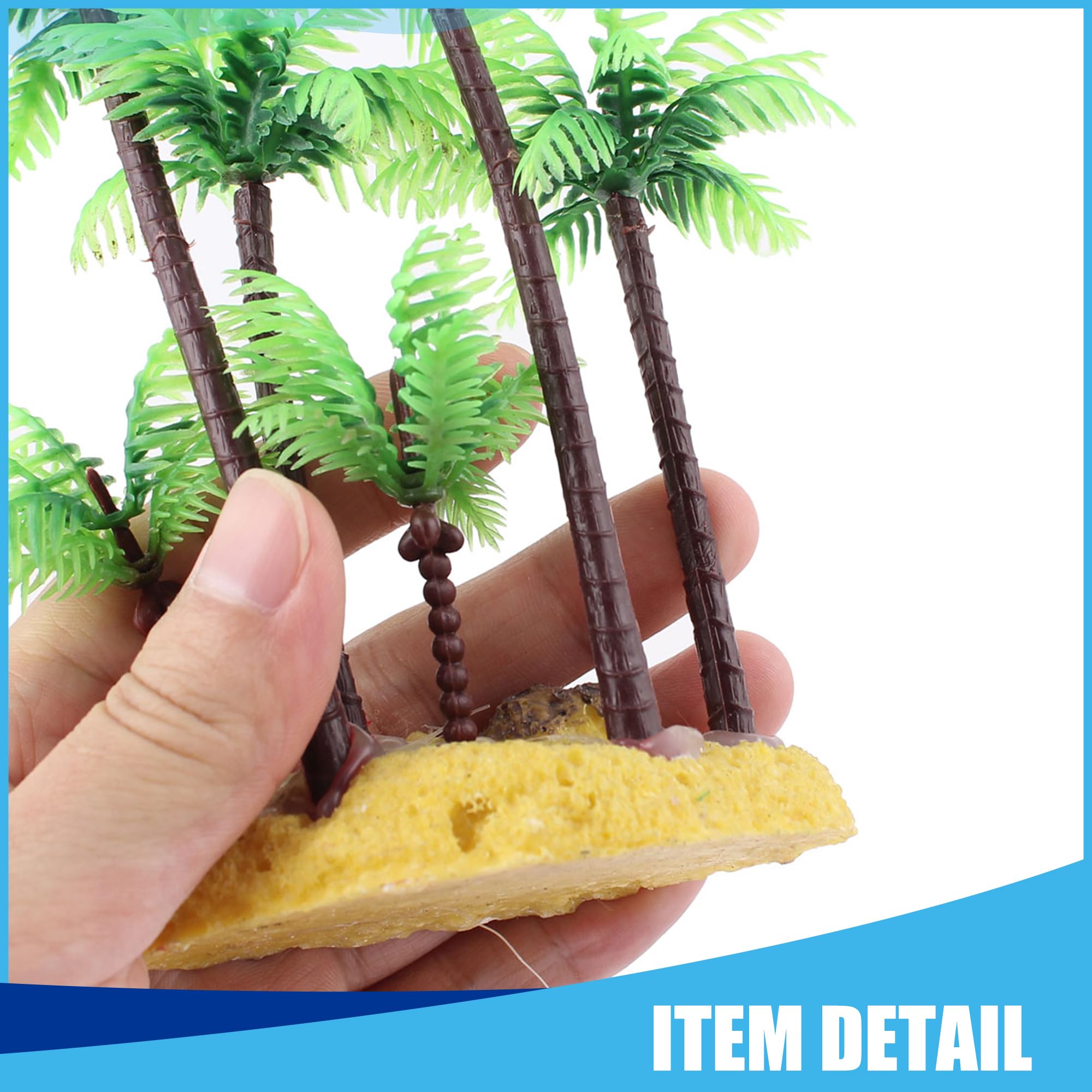 CAPASTEC Aquarium Decoration, Plastic Palm Tree Plant for Aquarium Fish Tank,5.4Inch(Green Brown), 5.4" x 2.8" - Image 4