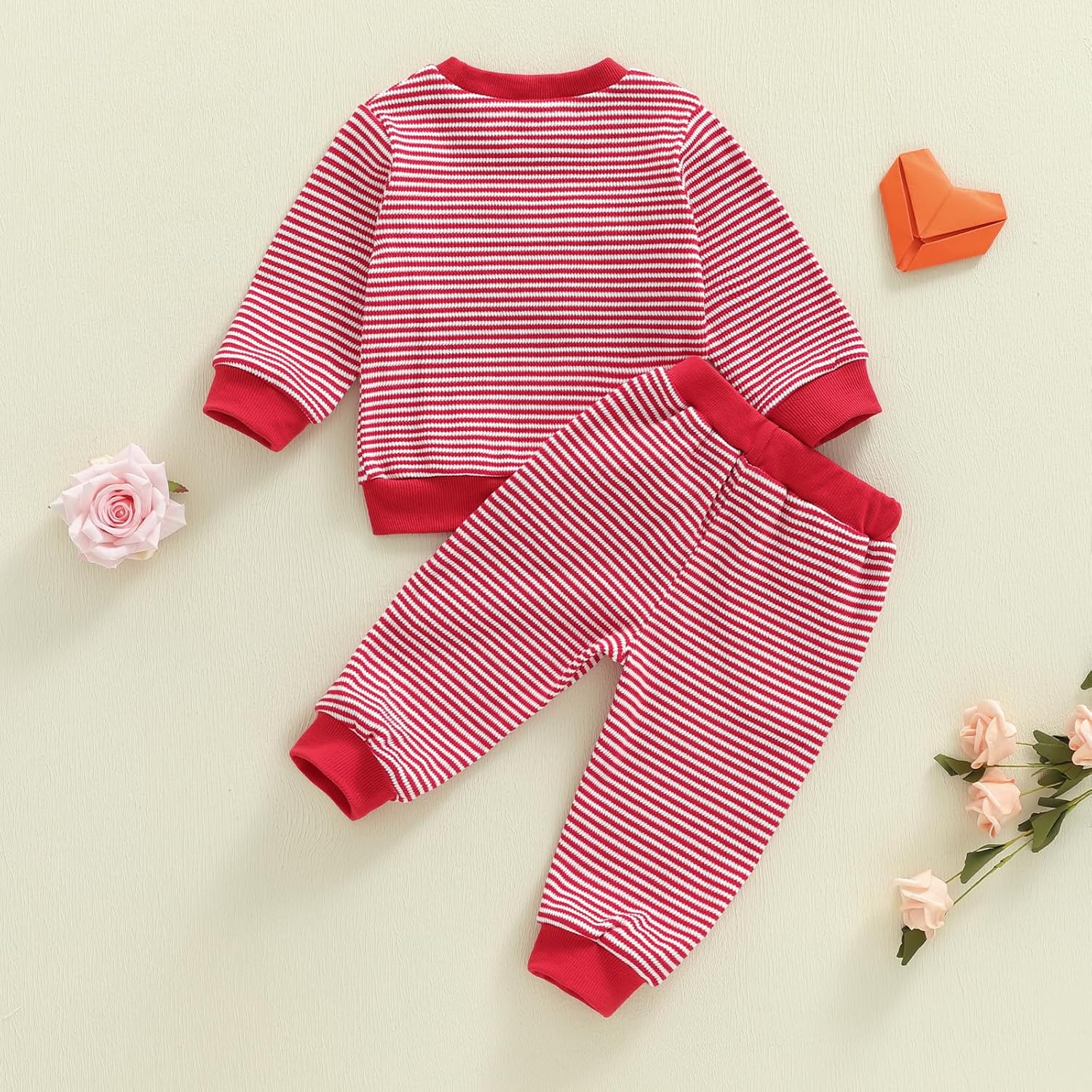 fhutpw Baby Toddler Boy Girl Fall Winter Clothes Embroidery Stripe Pullover Pants Sets Infant Long Sleeve Sweatshirt Outfits - Image 4