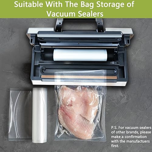 Miniatura 6 de Paquete de 8 bolsas selladoras al vacío gruesas de 8 x 20 pies (8 rollos) para alimentos, texturas en ambos lados, a prueba de olores, resistentes