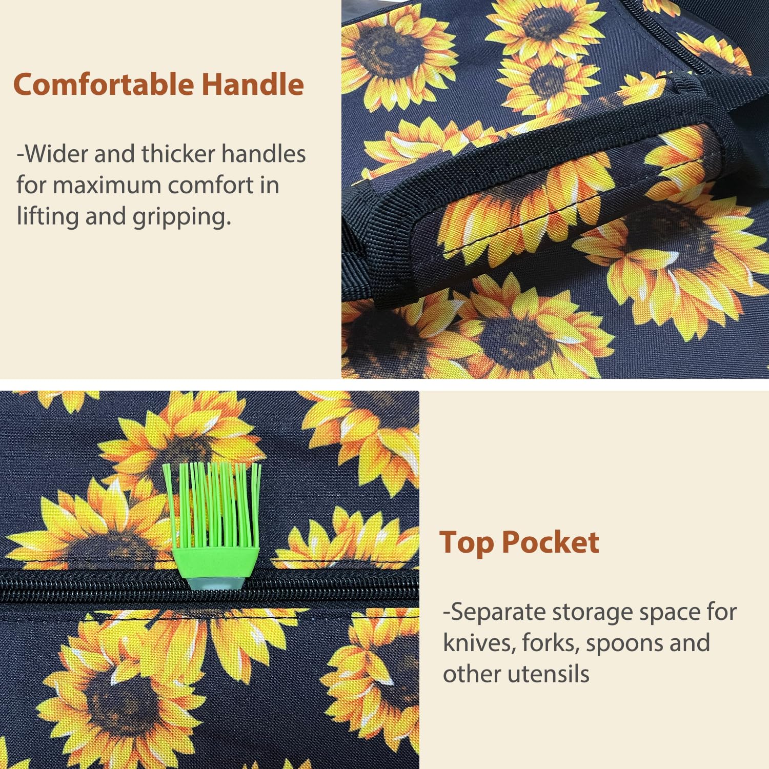 Bolsa de transporte de doble cacerola, bolsa de transporte térmica expandible para alimentos fríos o calientes para picnic, cocinas, fiestas de comida, se adapta a bandeja de hornear de 9 x 13